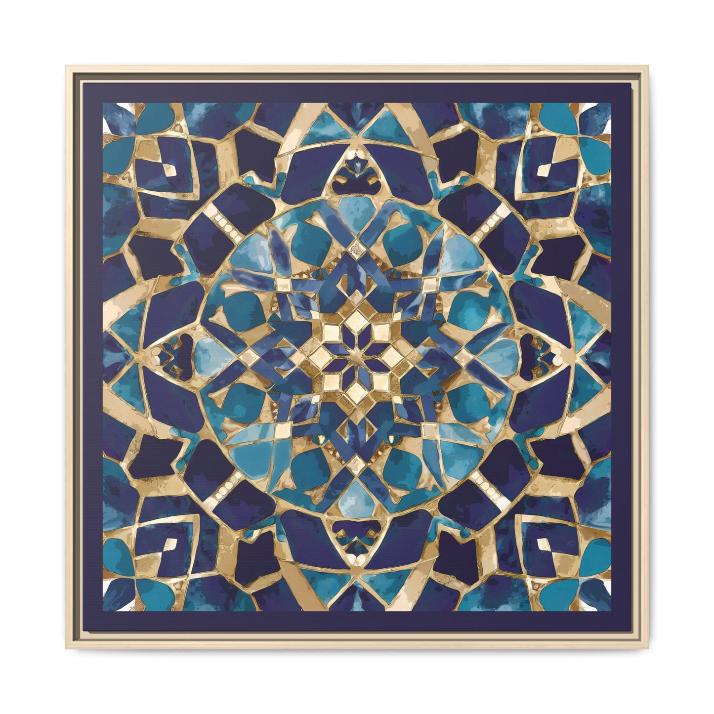Framed Blue Moroccan Mosaic Wall Art — Matte Canvas Print