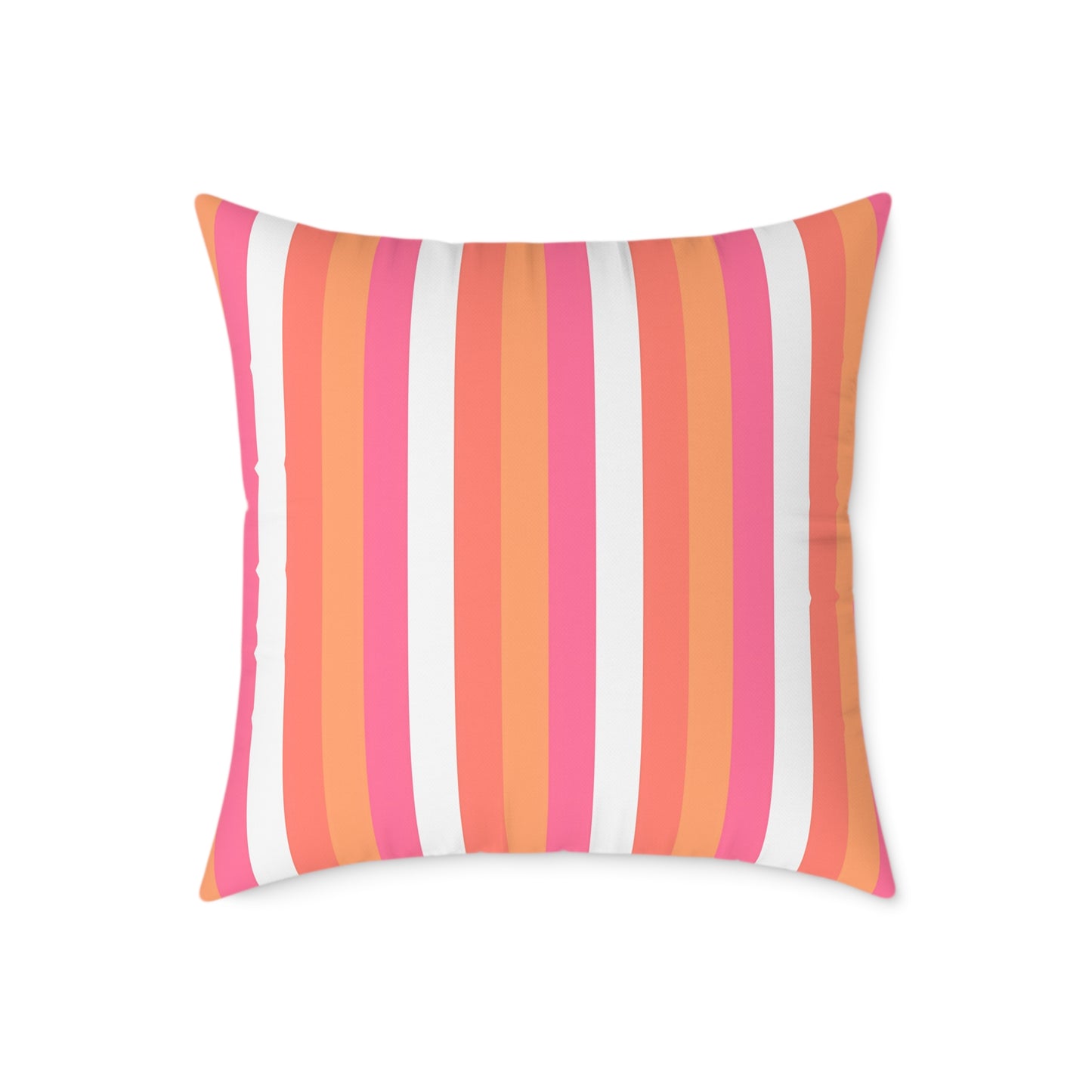 Pink Orange Stripe Square Pillow | Colorful Striped Throw Pillow