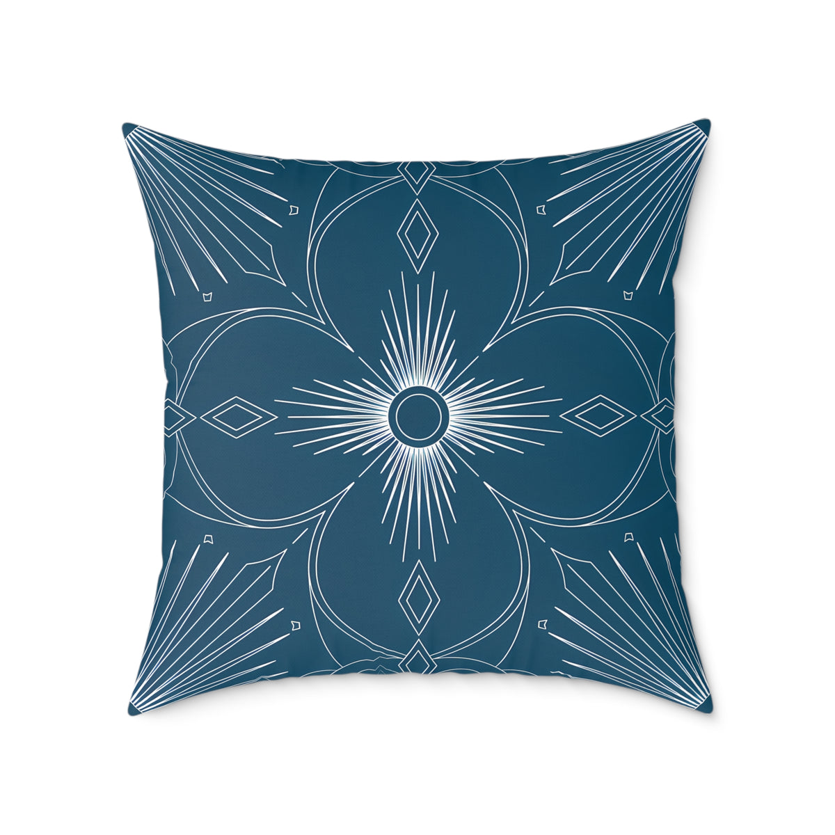 Cerulean Mandala Floral Pillow | Square Poly Canvas Pillow
