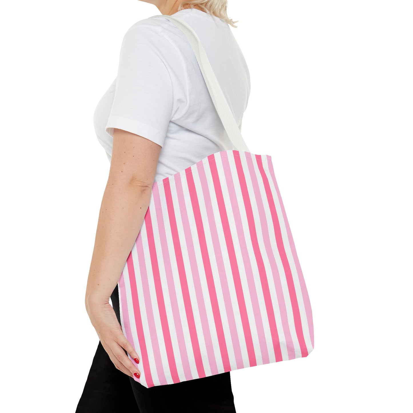 Chic Pink Striped Tote Bag, Stylish Beach Bag, Reusable Shopping Tote, Gift for Her, Eco-Friendly Fashion Accessory, Teen Girl Bag
