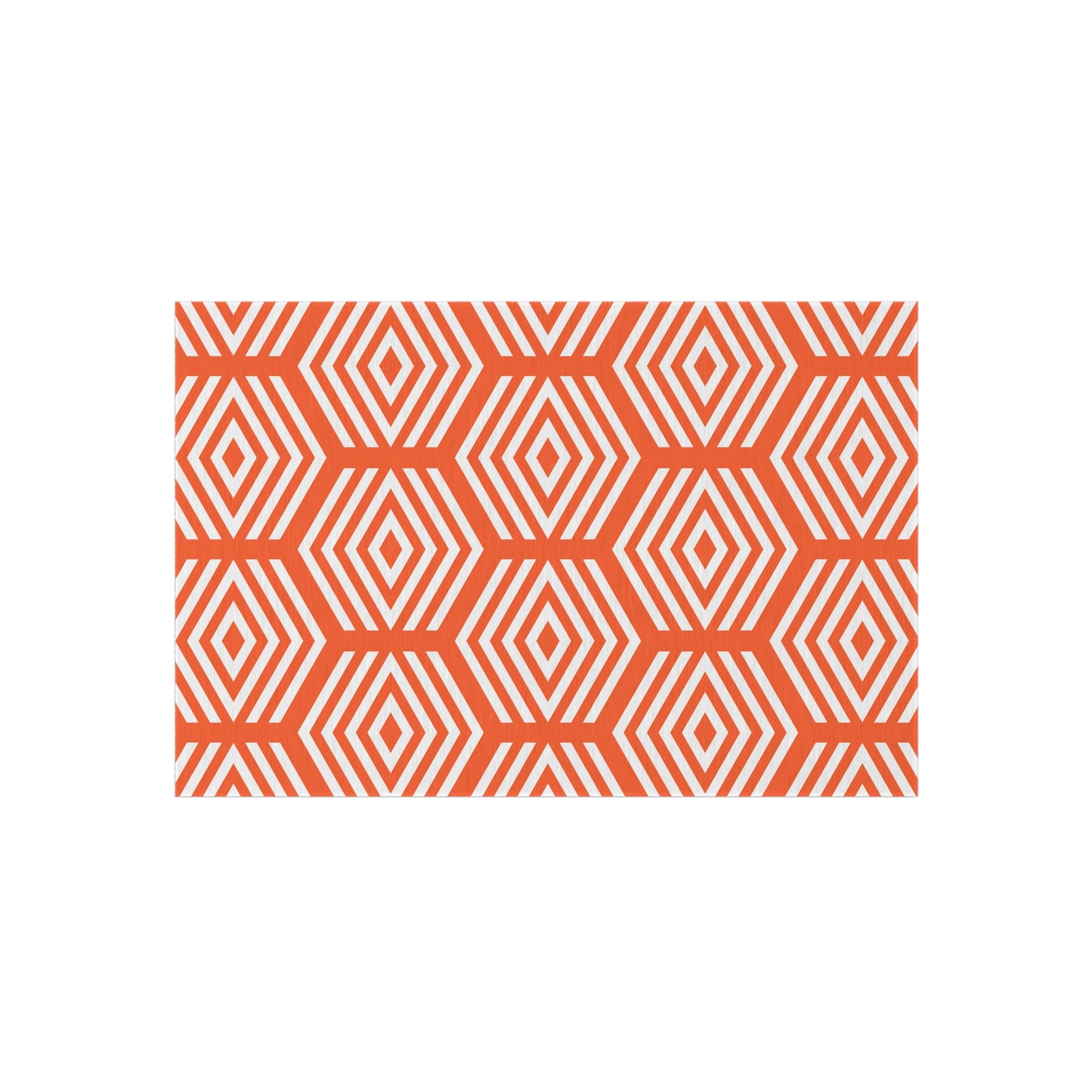 Geometric Hexagon Pattern Outdoor/Indoor Rug | Orange White Diamond Patio Mat