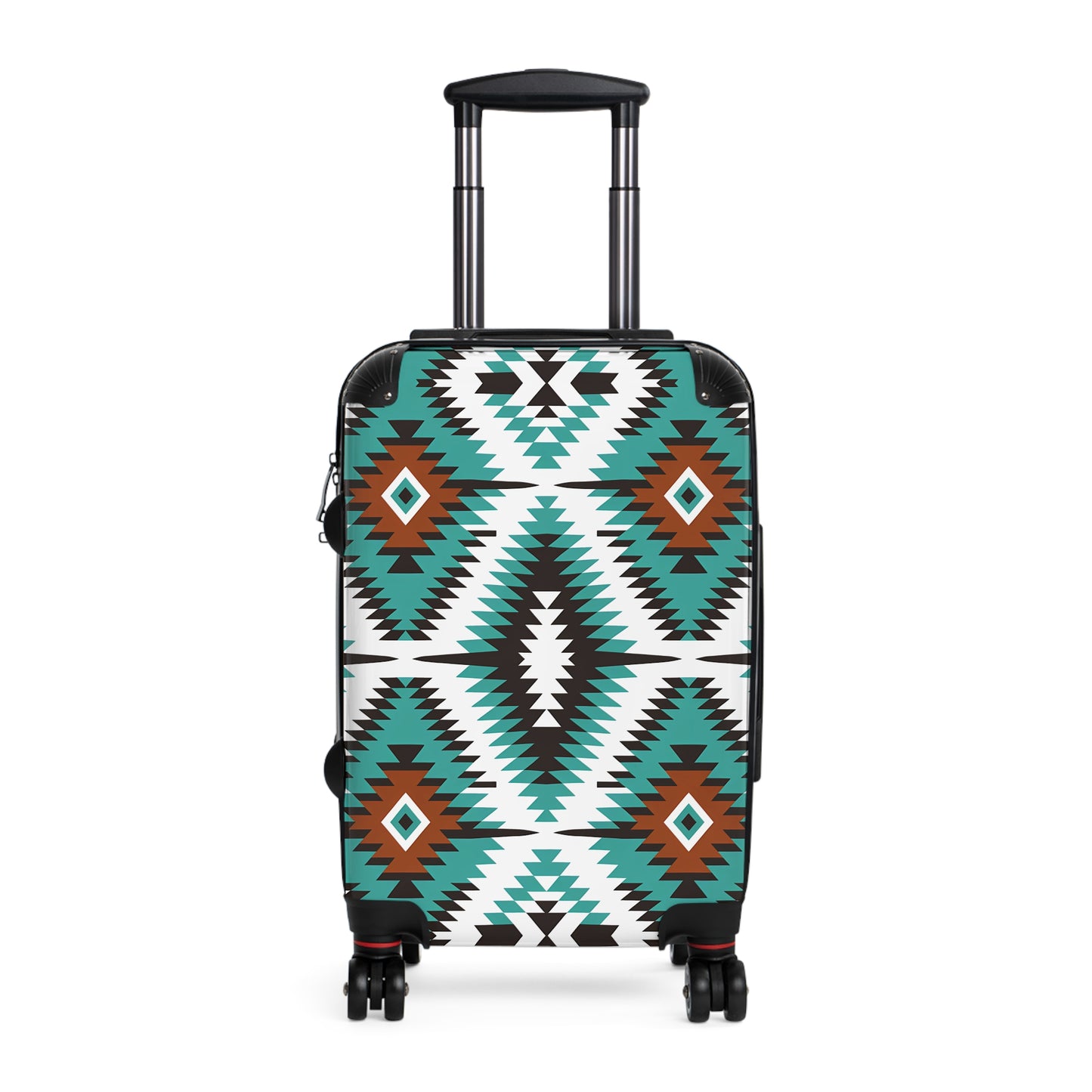 Southwestern Aztec Pattern Suitcase | Turquoise Brown Geometric Luggage