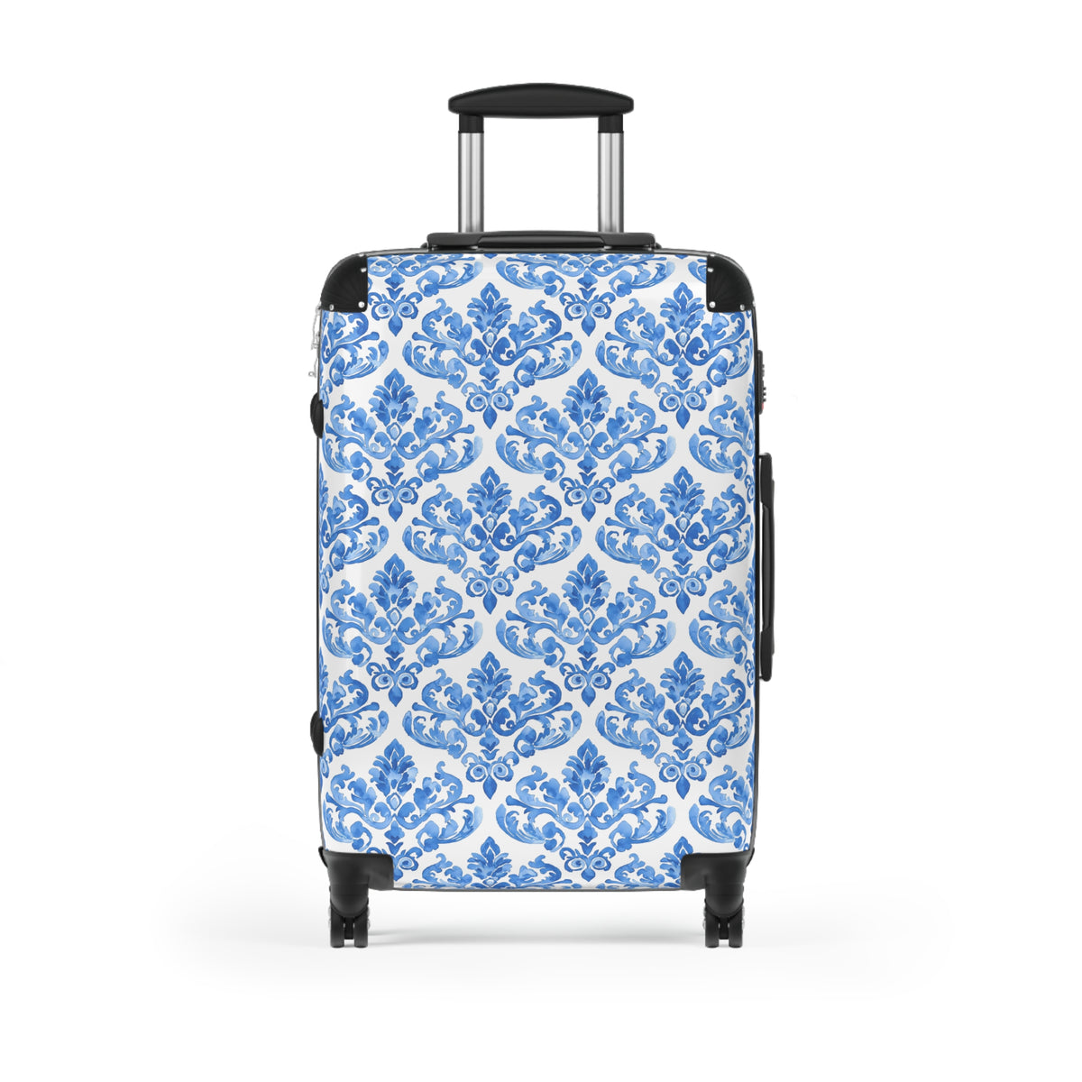 Elegant Blue Damask Suitcase, Travel Luggage for Stylish Adventurers, Perfect for Vacations, Gifts, and Getaways, Elegant Luggage - LOLA VEGAS ART