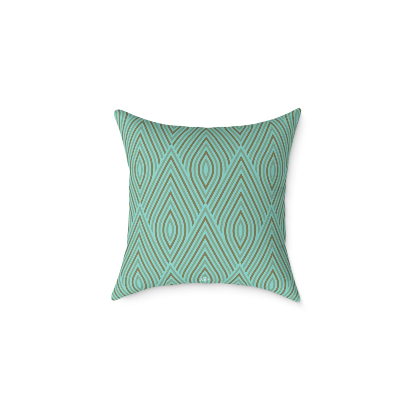 Teal Geometric Diamond Pattern Pillow | Square Poly Canvas Pillow