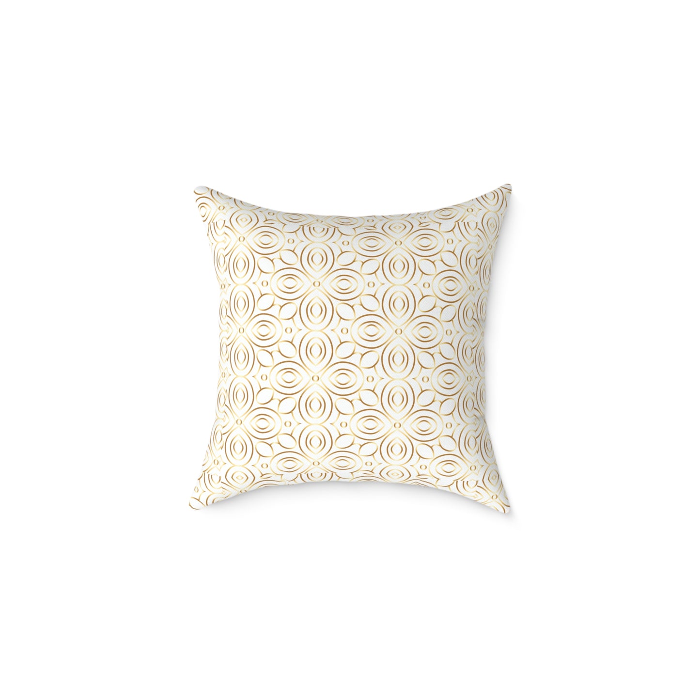 Neutral Floral Medallion Square Poly Canvas Pillow | Beige Boho Pattern