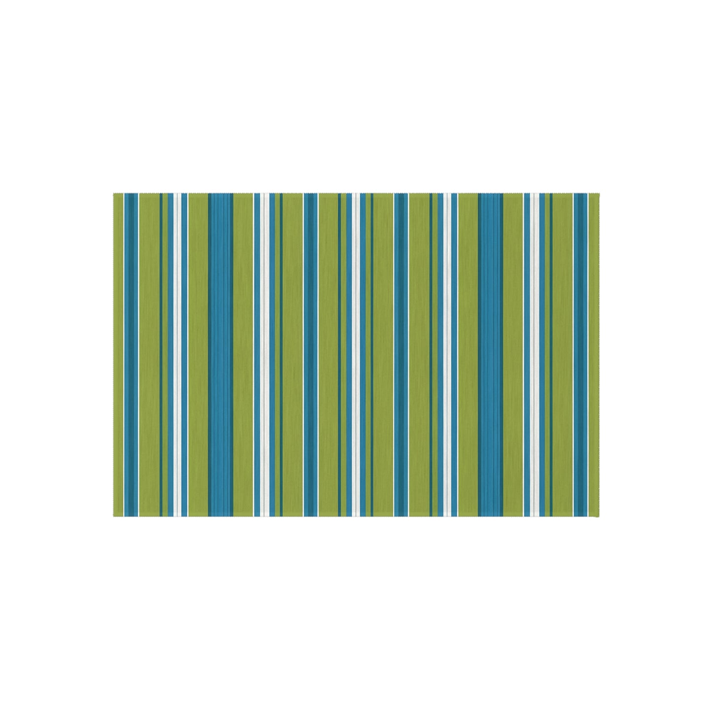 Blue Green White Stripe Outdoor/Indoor Rug | Patio Deck Mat