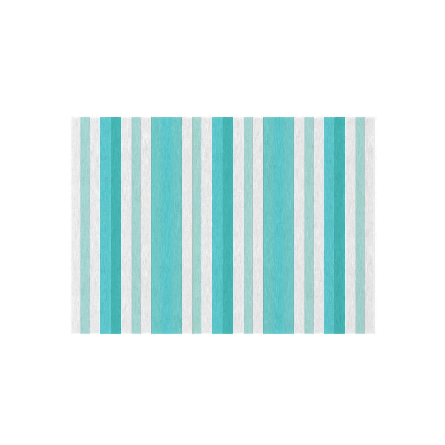 Teal Stripe Outdoor/Indoor Rug | Blue White Striped Patio Mat