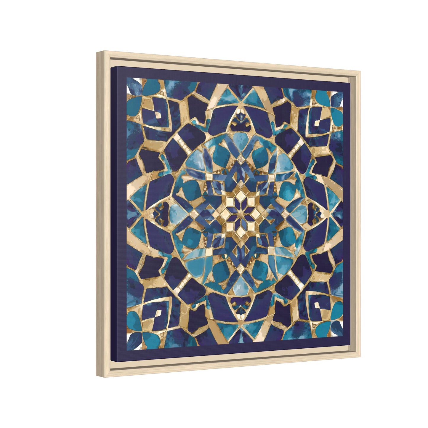 Framed Blue Moroccan Mosaic Wall Art — Matte Canvas Print