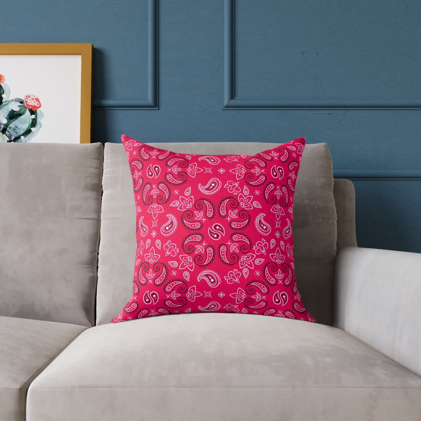 Red-Rose Paisley Pattern Pillow | Square Throw Pillow