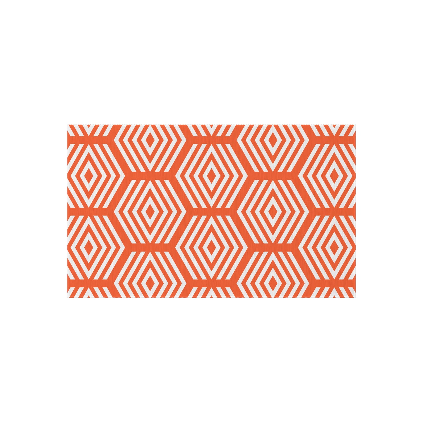 Geometric Hexagon Pattern Outdoor/Indoor Rug | Orange White Diamond Patio Mat