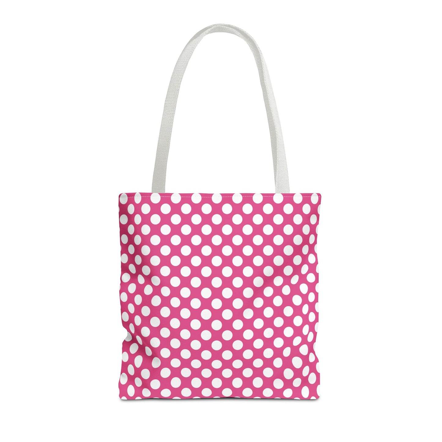 Chic Pink and White Polka Dot Tote Bag, Fun Grocery Bag, Stylish Beach Tote, Trendy Shopping Bag, Cute Gift for Her, Summer Accessories