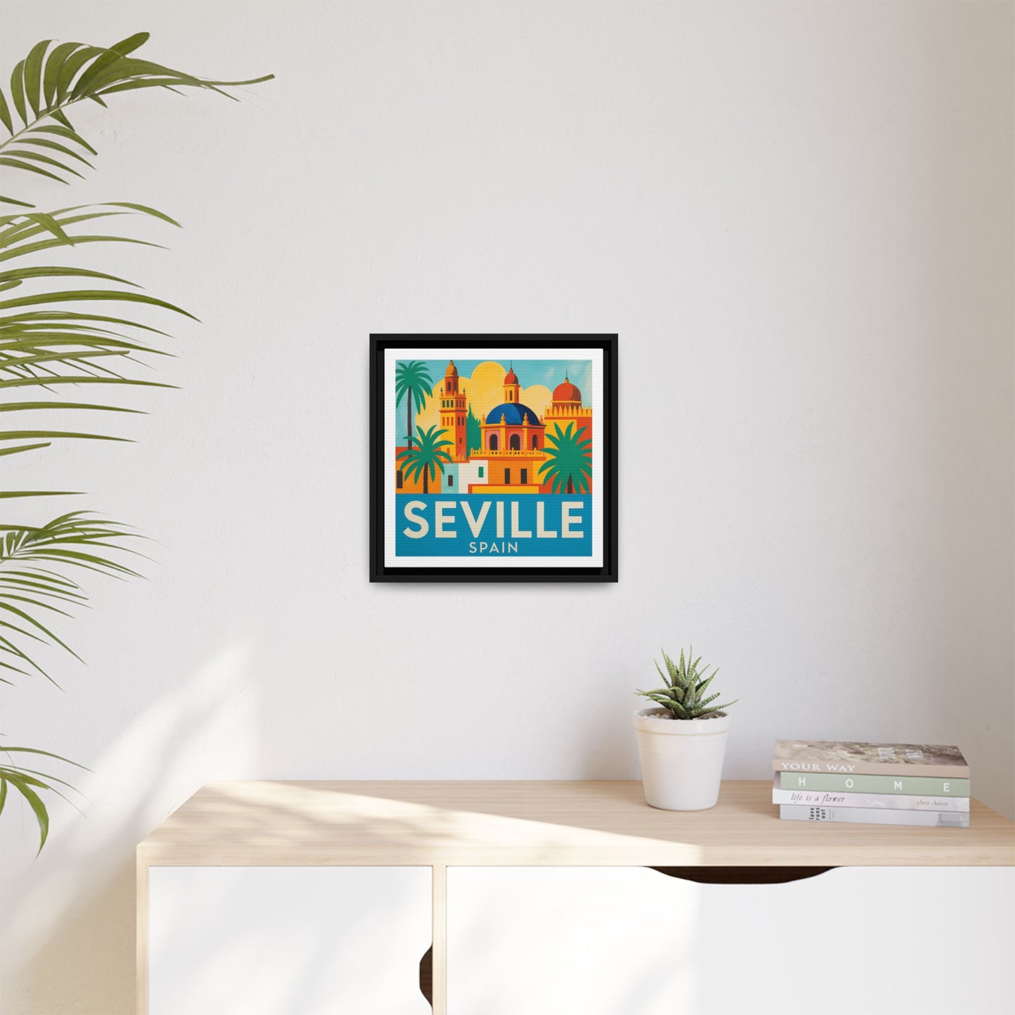 Seville Spain Vintage Travel Look Matte Canvas Wall Art Framed