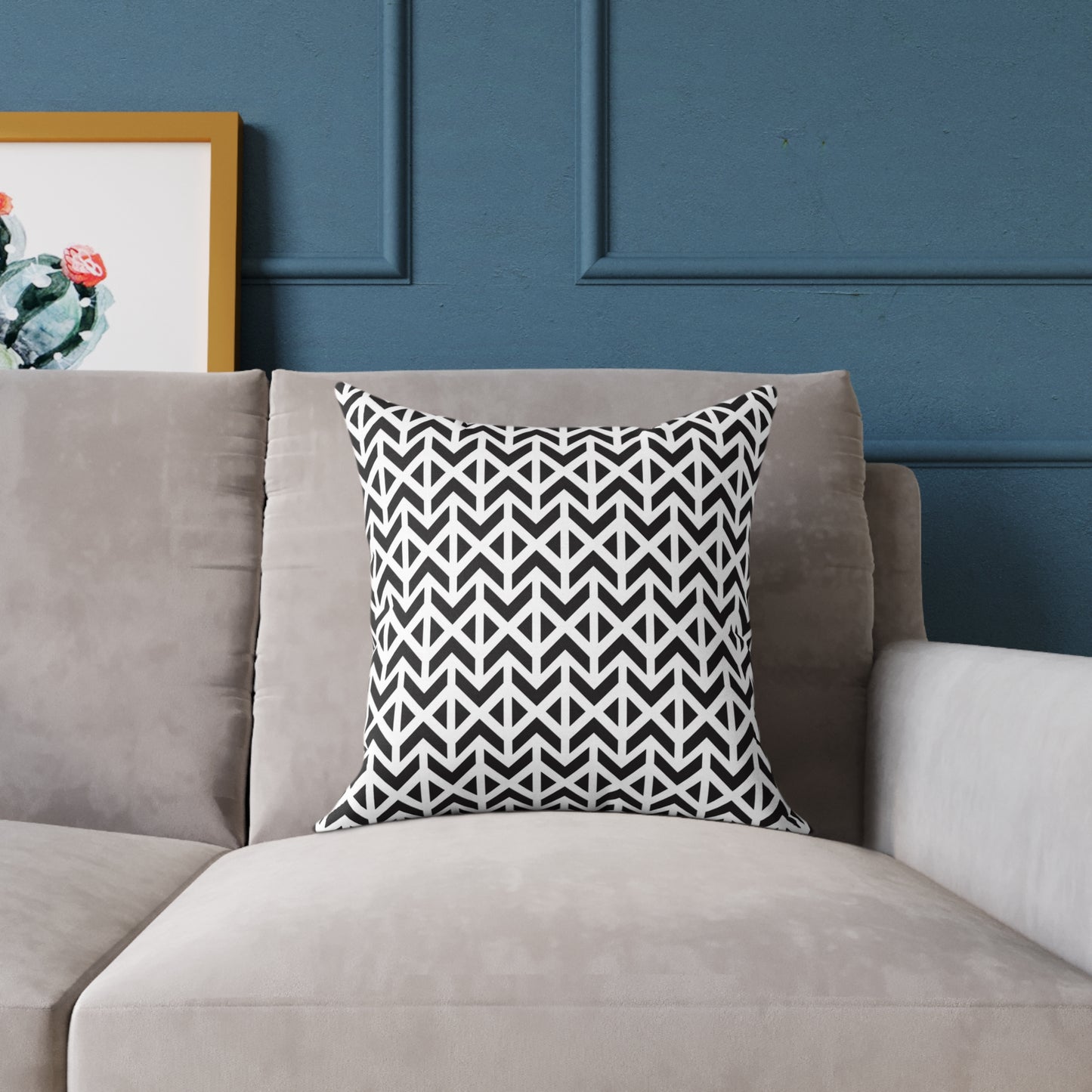 Geometric Chevron Pattern Square Pillow | Black White Modern Throw Pillow