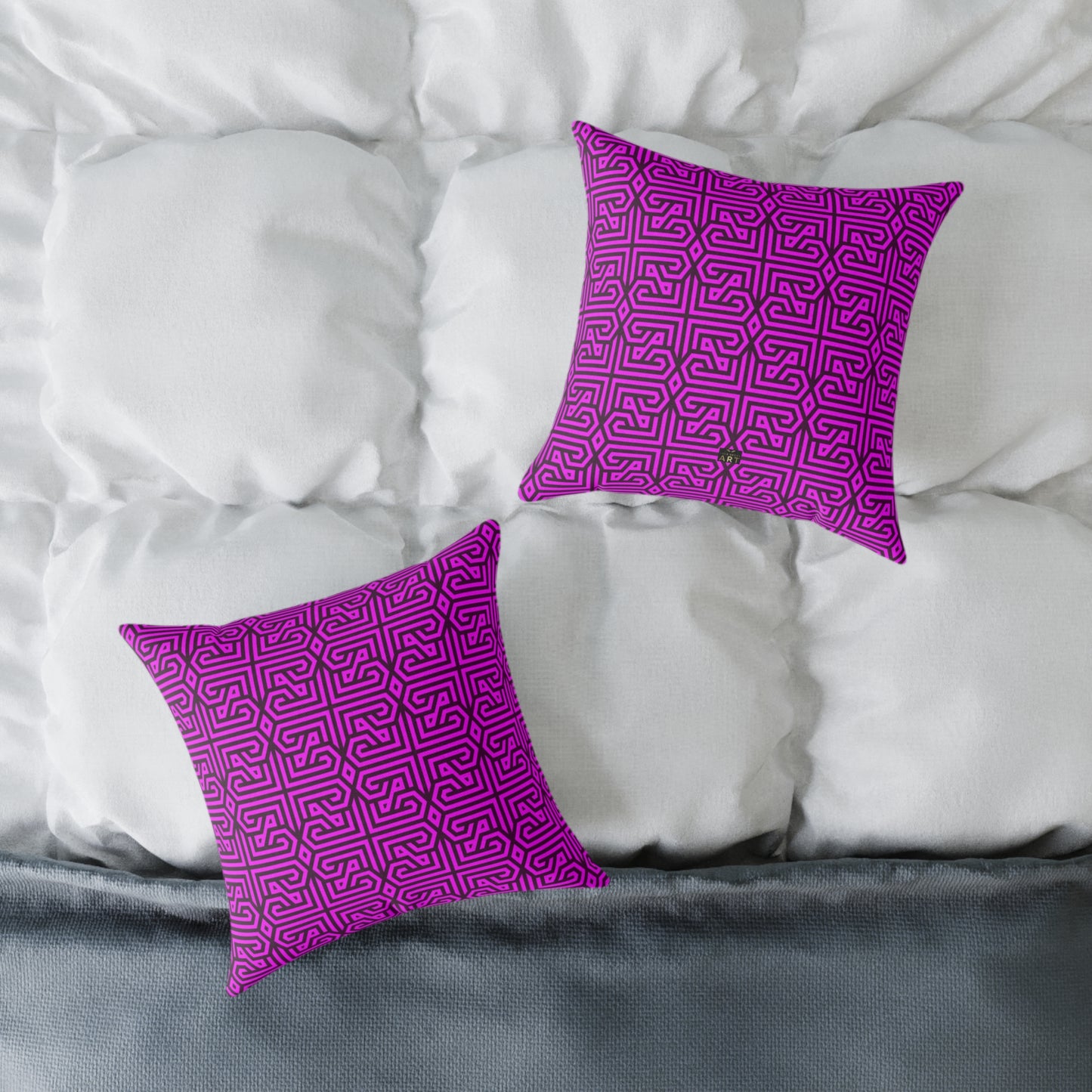 Geometric Maze Pattern Square Pillow | Purple Labyrinth Throw Pillow