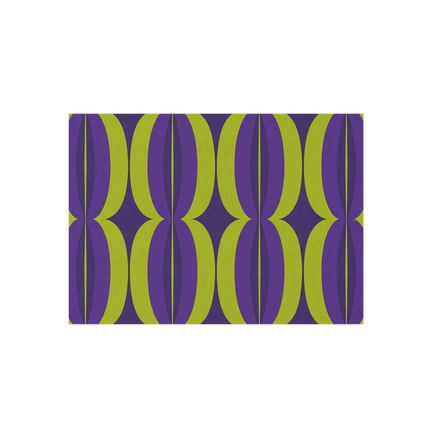Green and Purple Mid-Century Geometric Outdoor/Indoor Rug | Retro Pattern Patio Mat