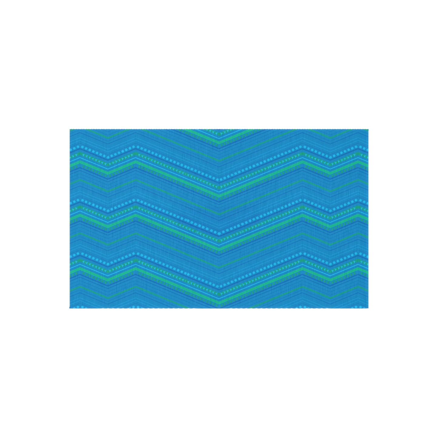 Blue Green Chevron Pattern Outdoor/Indoor Rug | Striped Zigzag Patio Mat