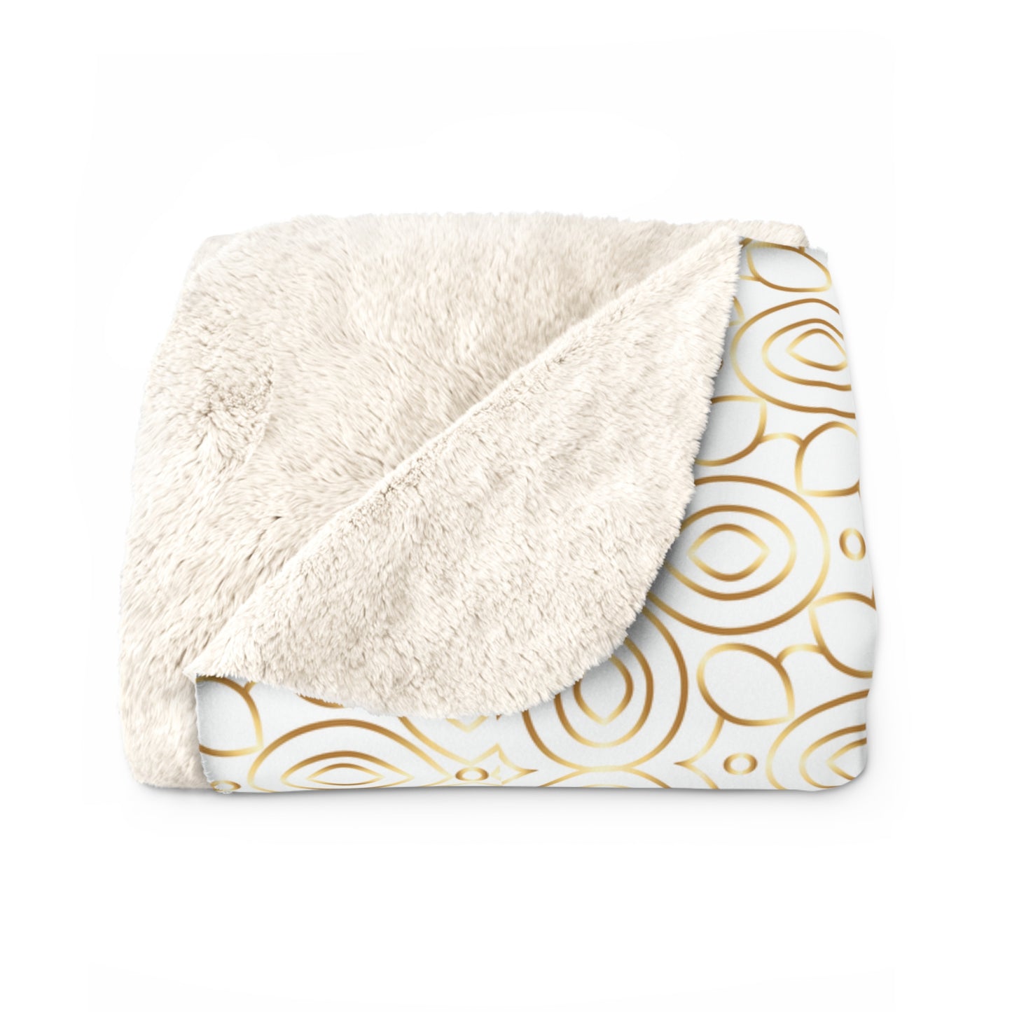 Gold Geometric Circles Sherpa Blanket | Cozy Fleece Throw