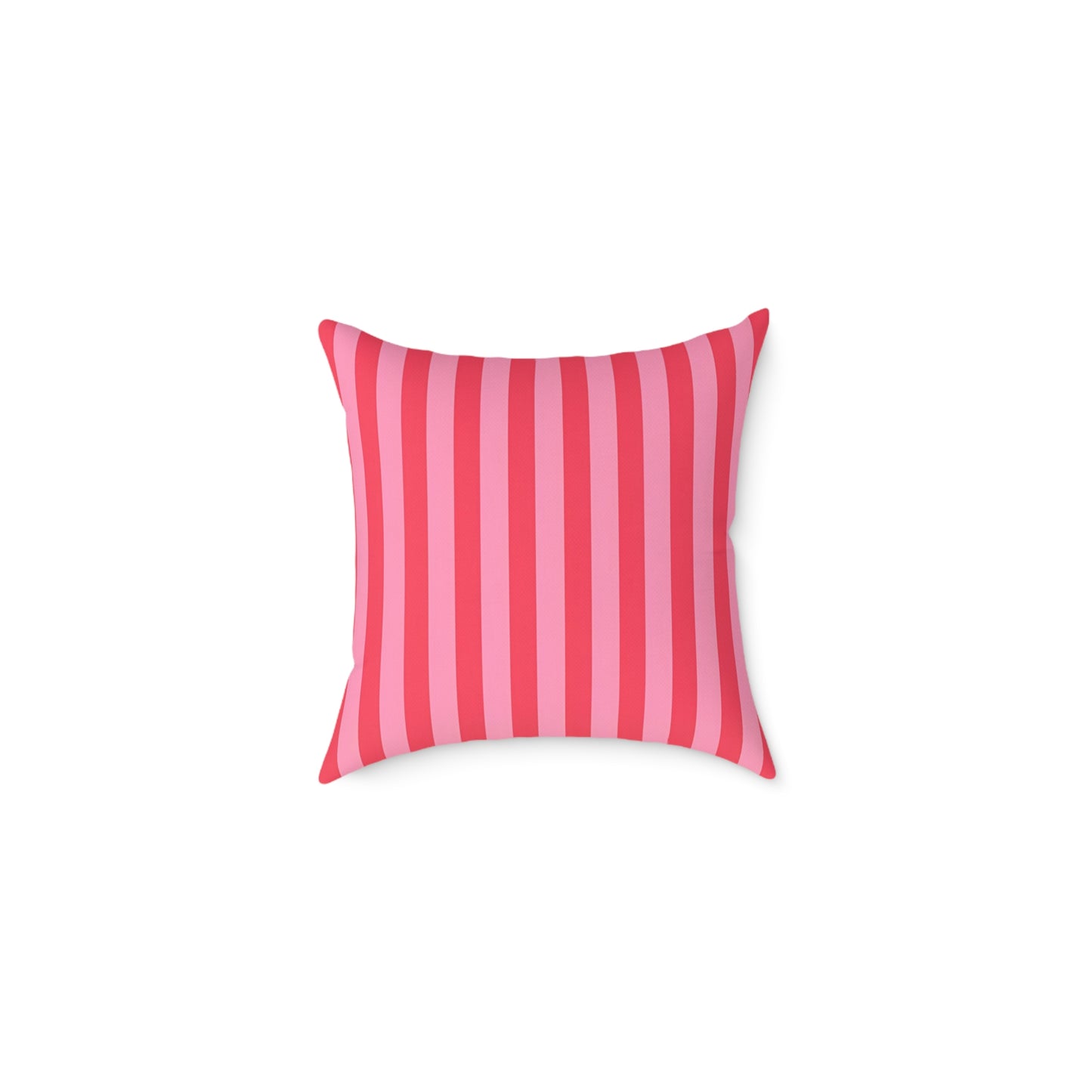 Light Pink Watermelon Pink Striped Throw Pillow | Square Poly Canvas Cushion