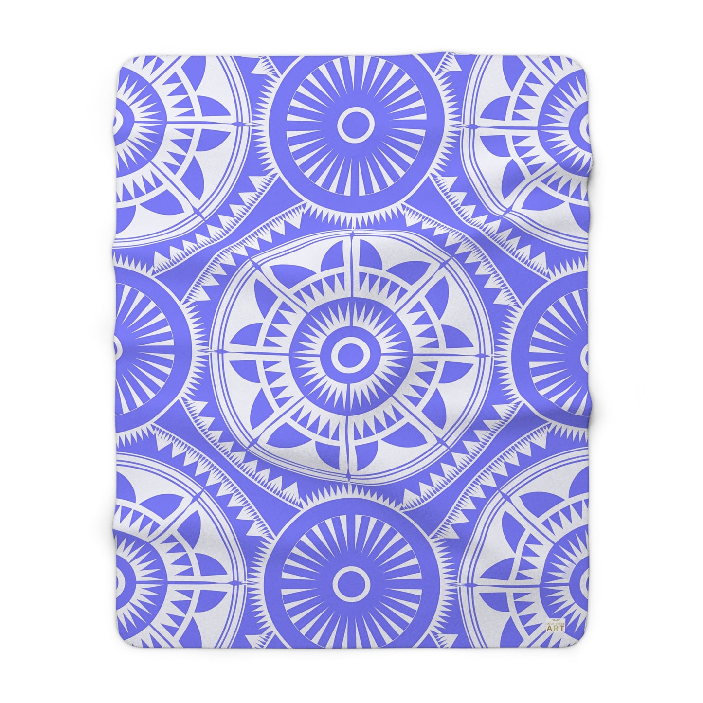 purple White Compass Mandala Sherpa Blanket | Nautical Geometric Cozy Throw