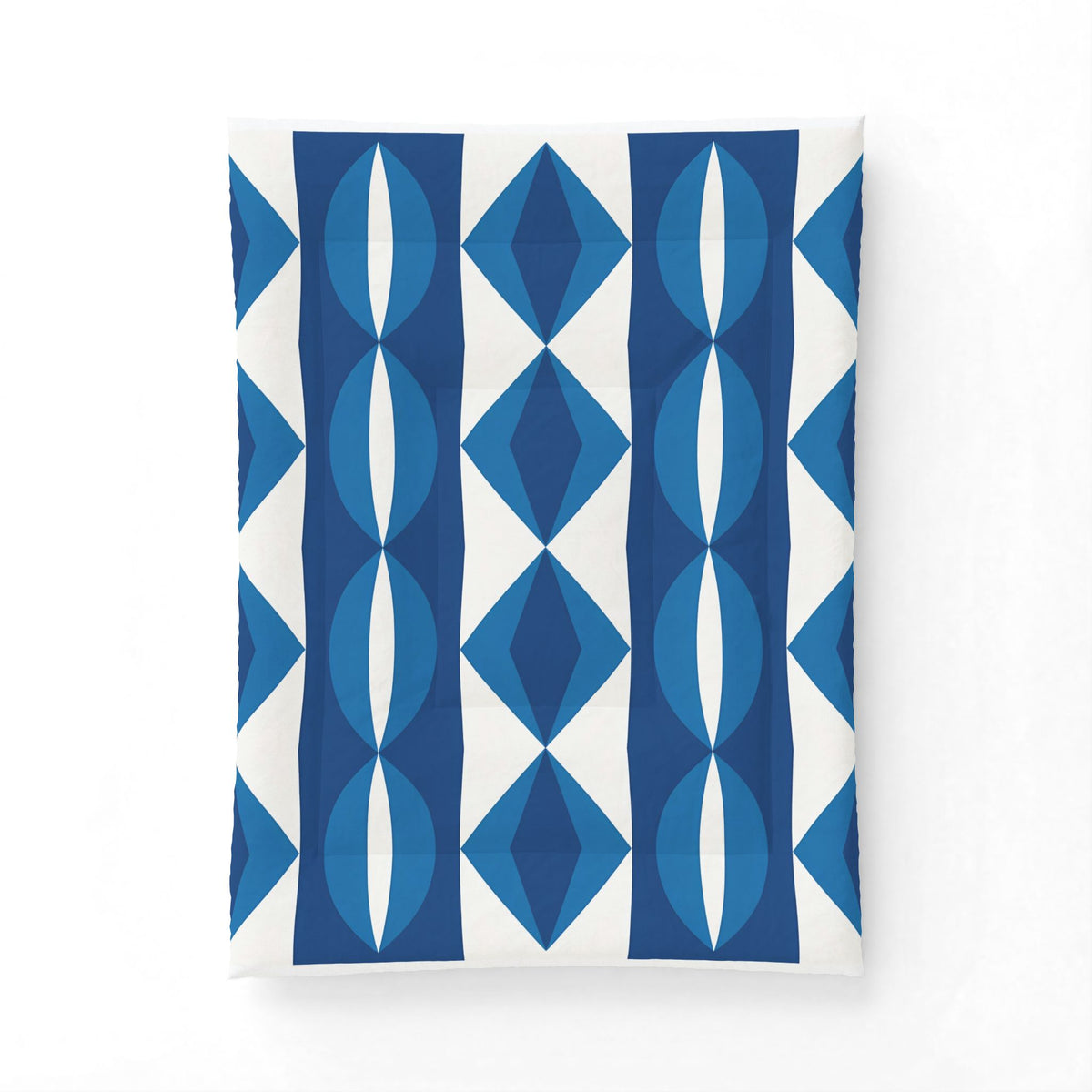 Blue Geometric Diamond Pattern Cotton Comforter | Modern Ikat Bedding