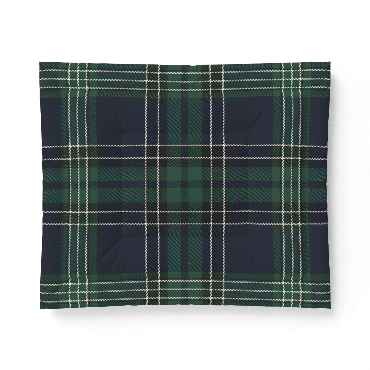 Green Navy Tartan Plaid Cotton Comforter | Classic Plaid Bedding