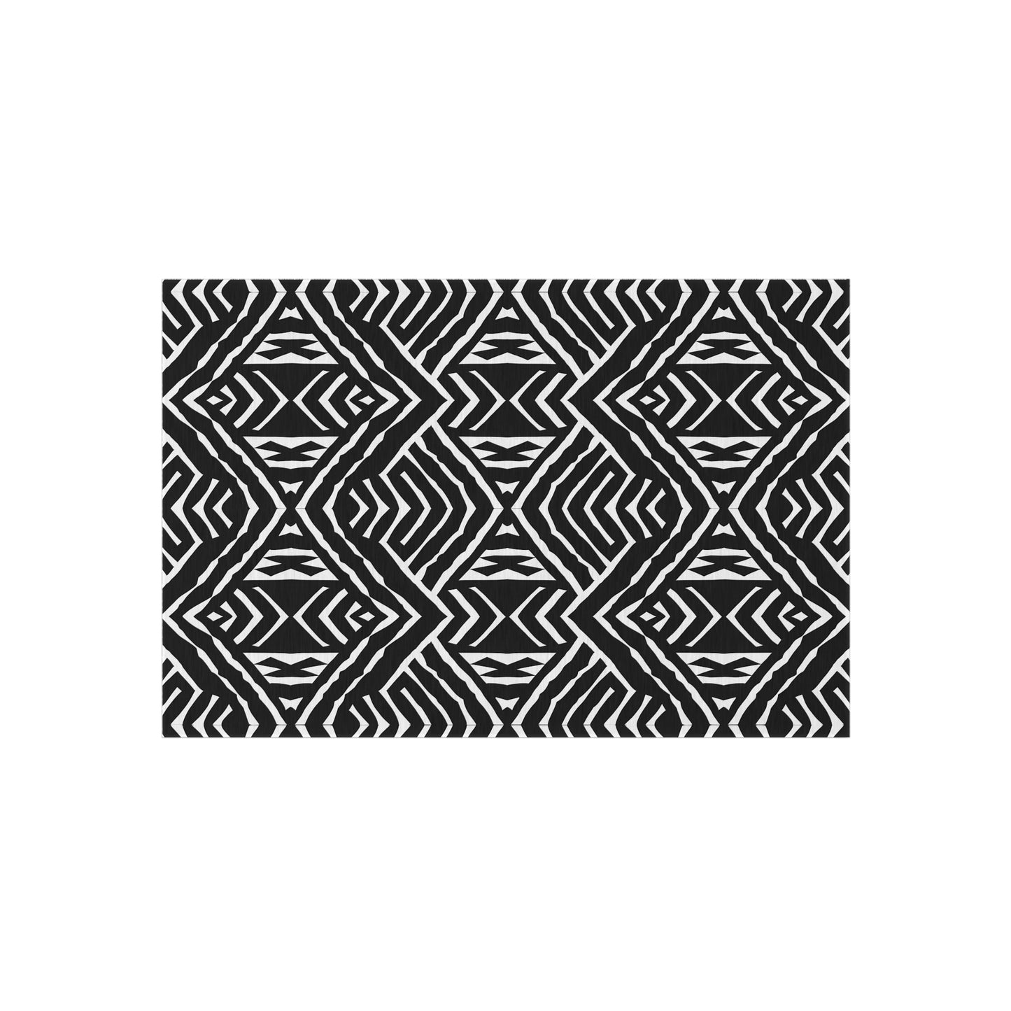 Black and White Stylish African Mudcloth pattern Outdoor/Indoor Rug for Patio, Deck, Camping, Boho Decor, Modern Design, Anti-Slip Area Mat