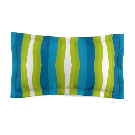 Blue Green Wavy Stripes Pillow Sham | Microfiber