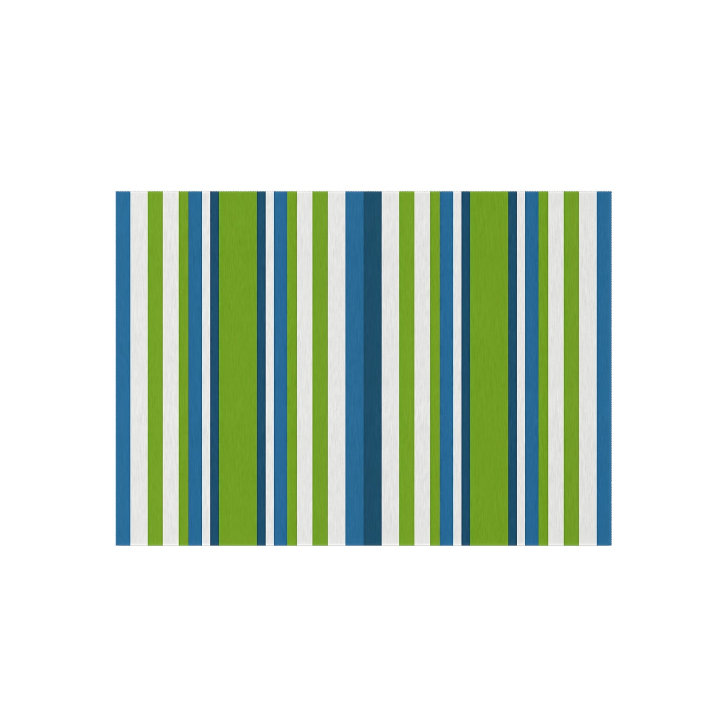 Blue Green Stripe Outdoor/Indoor Rug | Patio Mat, Deck Striped Rug