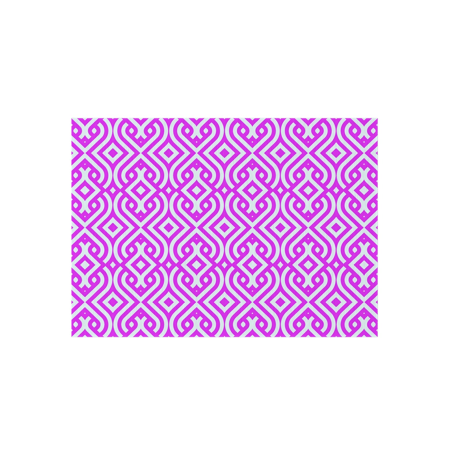 Geometric Moroccan Tile Outdoor/Indoor Rug | Magenta Pink White Patterned Patio Mat