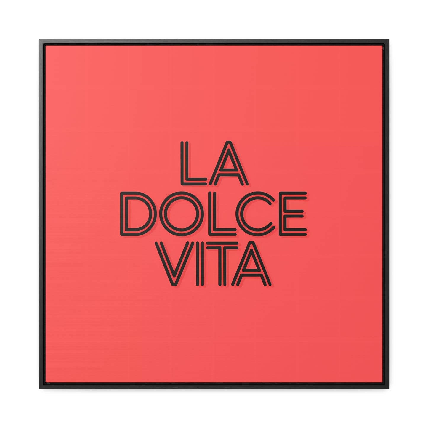 Square Frame Wall Art, LA DOLCE VITA Typography Canvas, Orange and Black, Cool Home Decor, Gallery Canvas Wrap, Home Office Decor, Unique