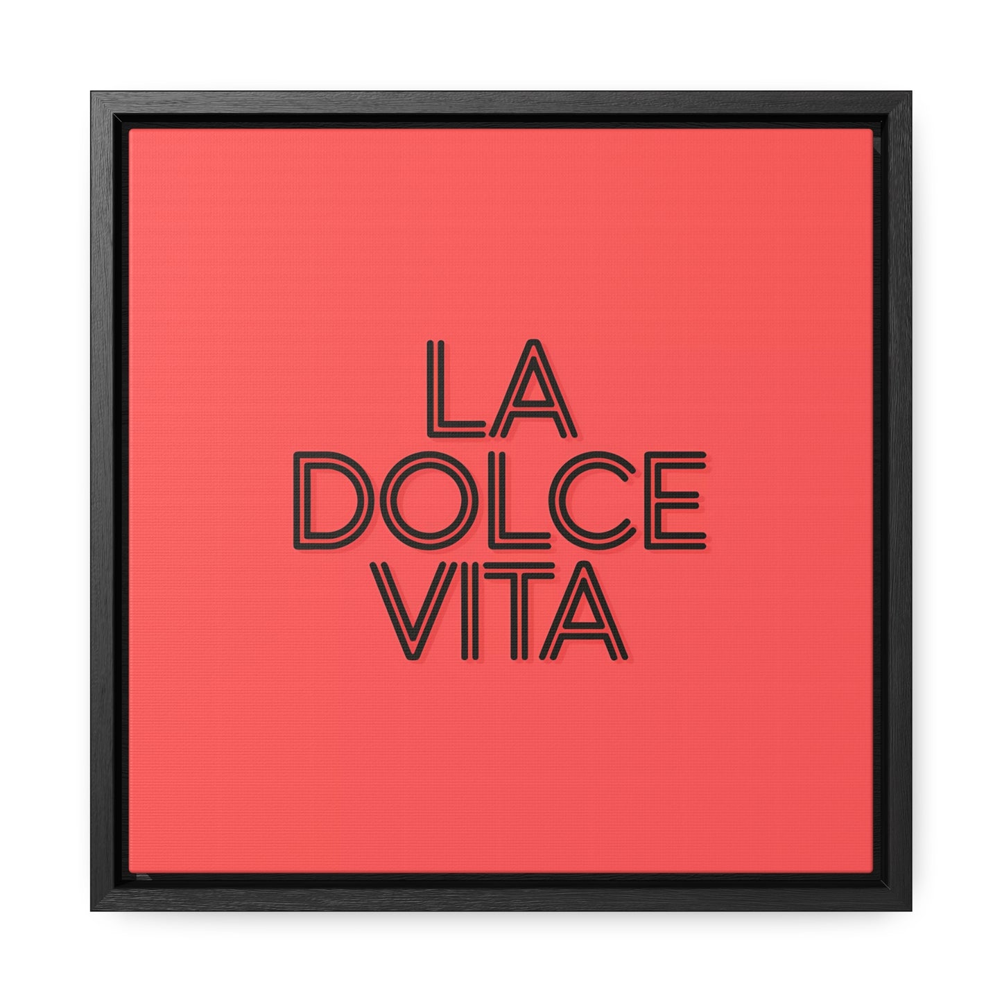 Square Frame Wall Art, LA DOLCE VITA Typography Canvas, Orange and Black, Cool Home Decor, Gallery Canvas Wrap, Home Office Decor, Unique