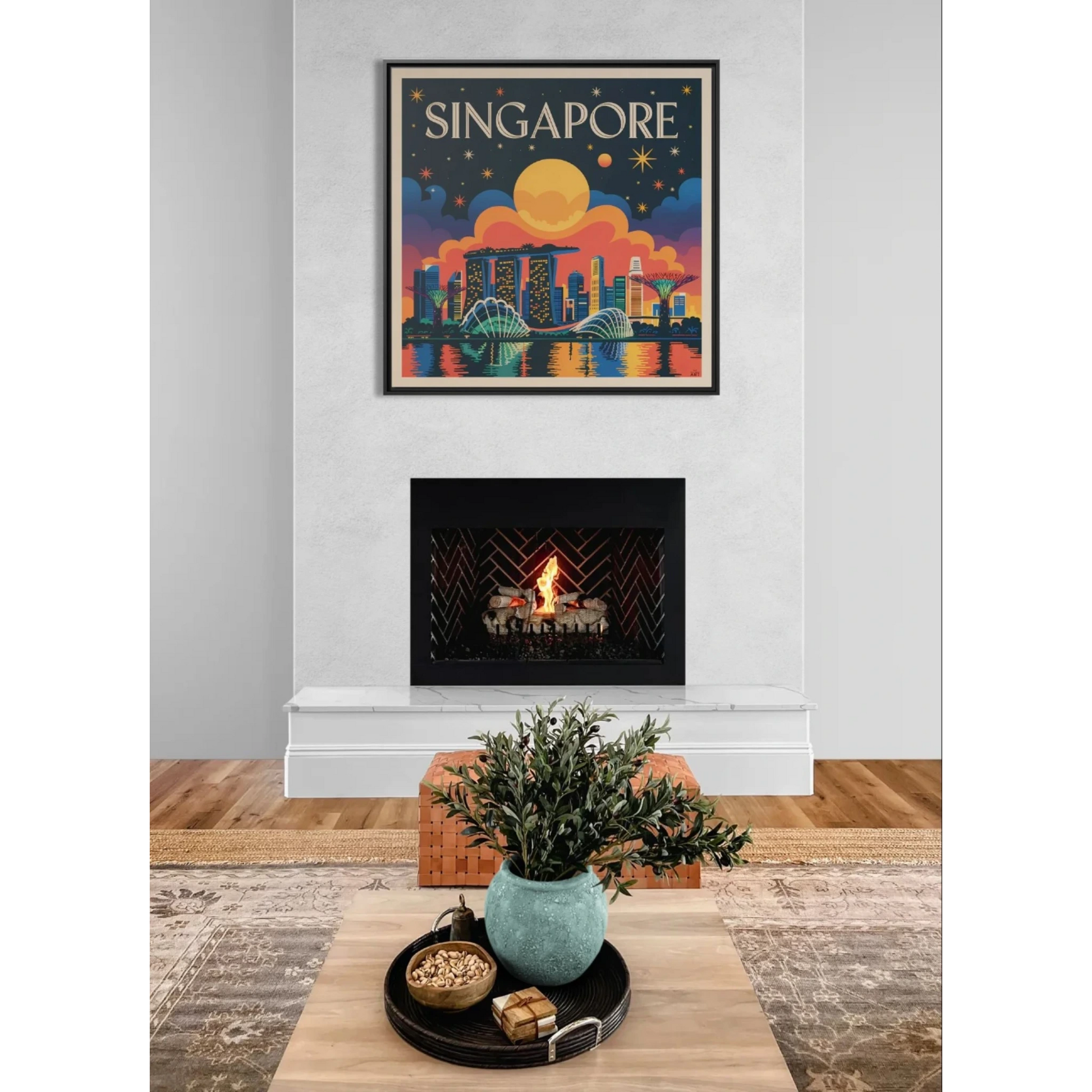 Framed Wall Art Print - Vibrant Singapore Skyline Decor, Colorful Home Decor, Gift for Travelers, Modern Art, Wall Decoration - LOLA VEGAS ART