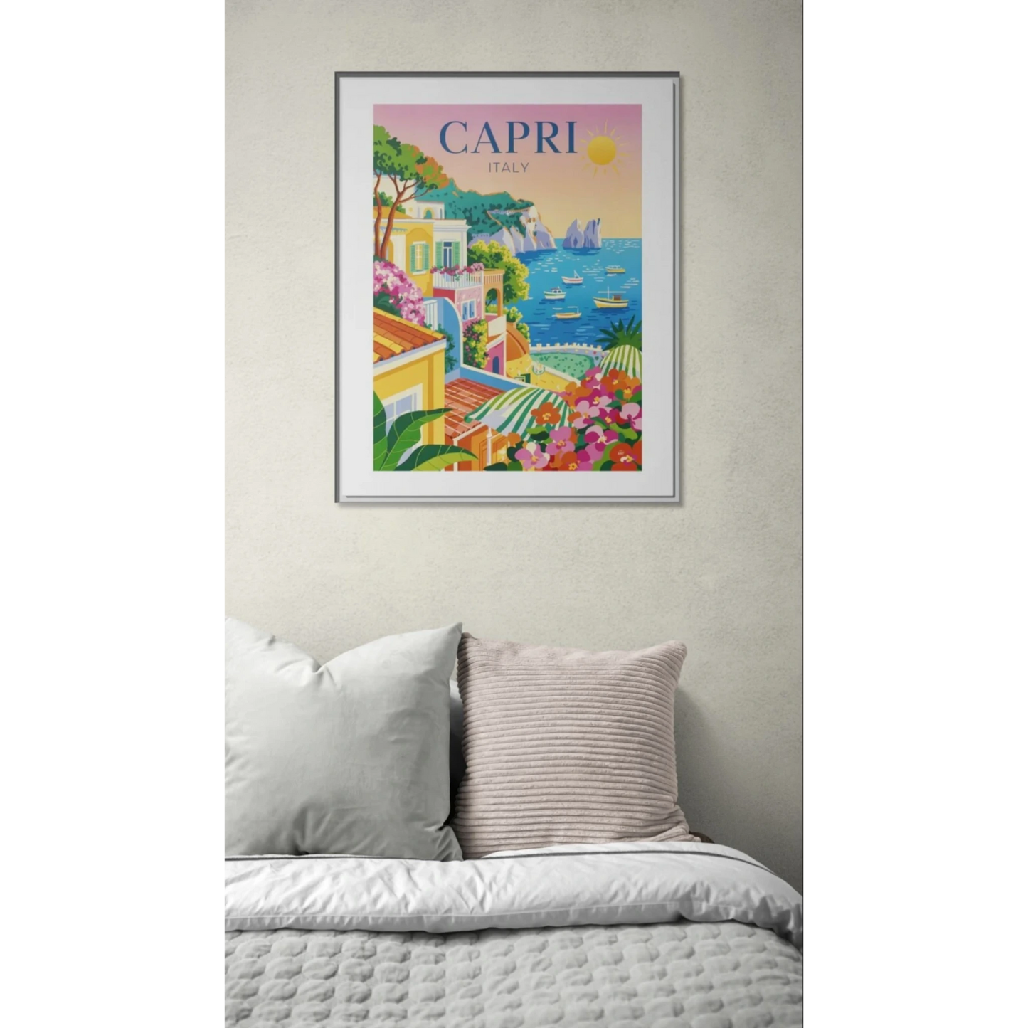 Framed Art Print, Italian Coastal Decor, Capri Wall Art, Mediterranean Vibe, Home Decoration, Travel Inspired Gift - LOLA VEGAS ART