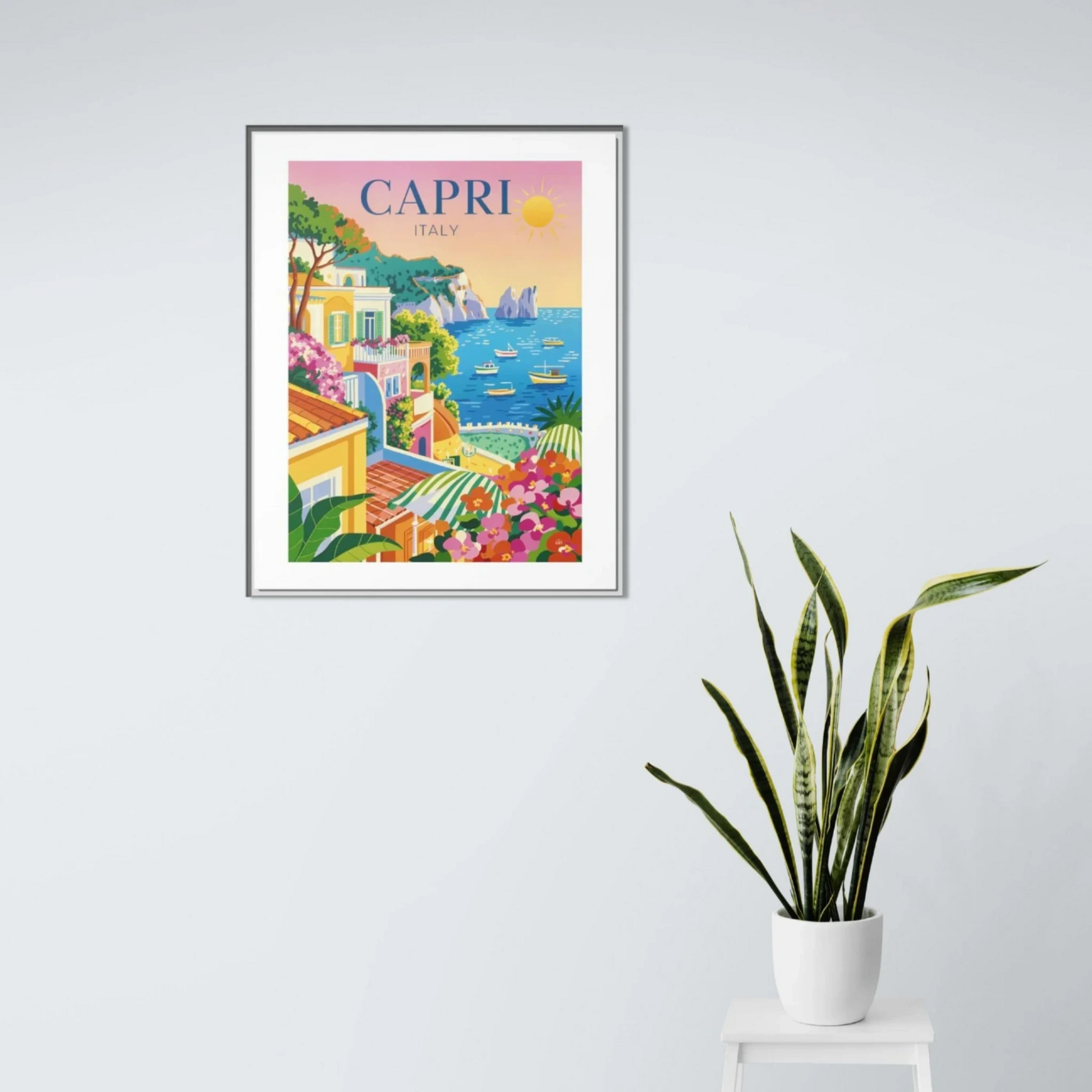 Framed Art Print, Italian Coastal Decor, Capri Wall Art, Mediterranean Vibe, Home Decoration, Travel Inspired Gift - LOLA VEGAS ART