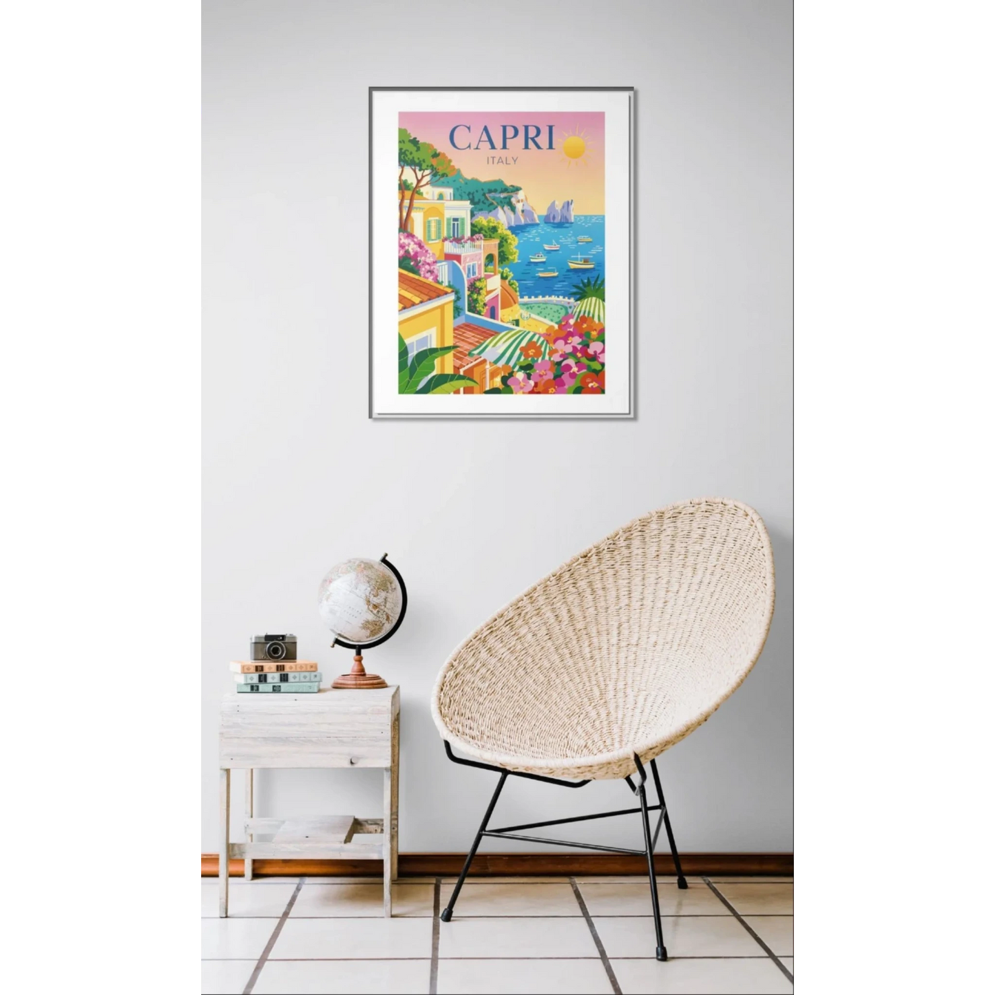 Framed Art Print, Italian Coastal Decor, Capri Wall Art, Mediterranean Vibe, Home Decoration, Travel Inspired Gift - LOLA VEGAS ART