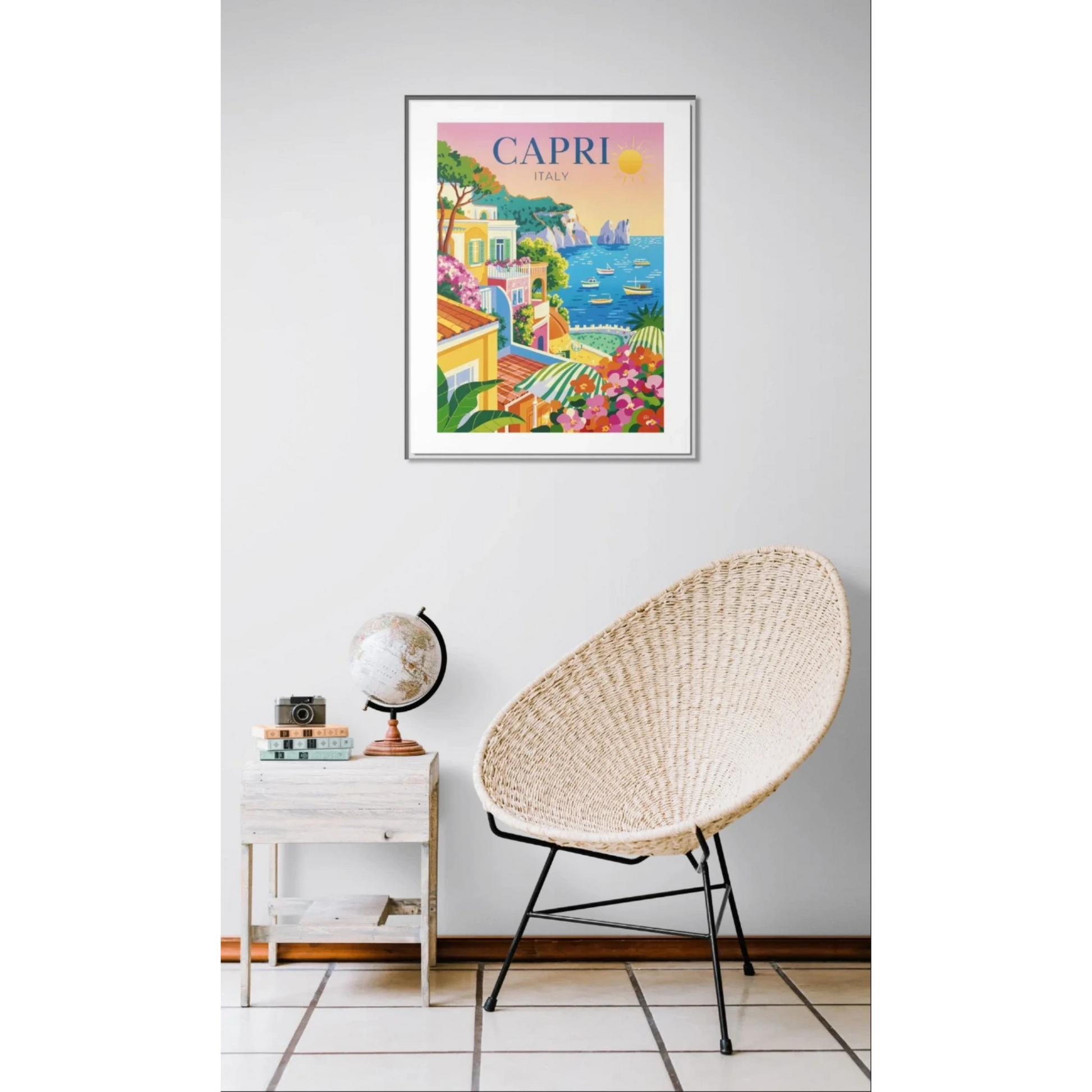 Framed Art Print, Italian Coastal Decor, Capri Wall Art, Mediterranean Vibe, Home Decoration, Travel Inspired Gift - LOLA VEGAS ART
