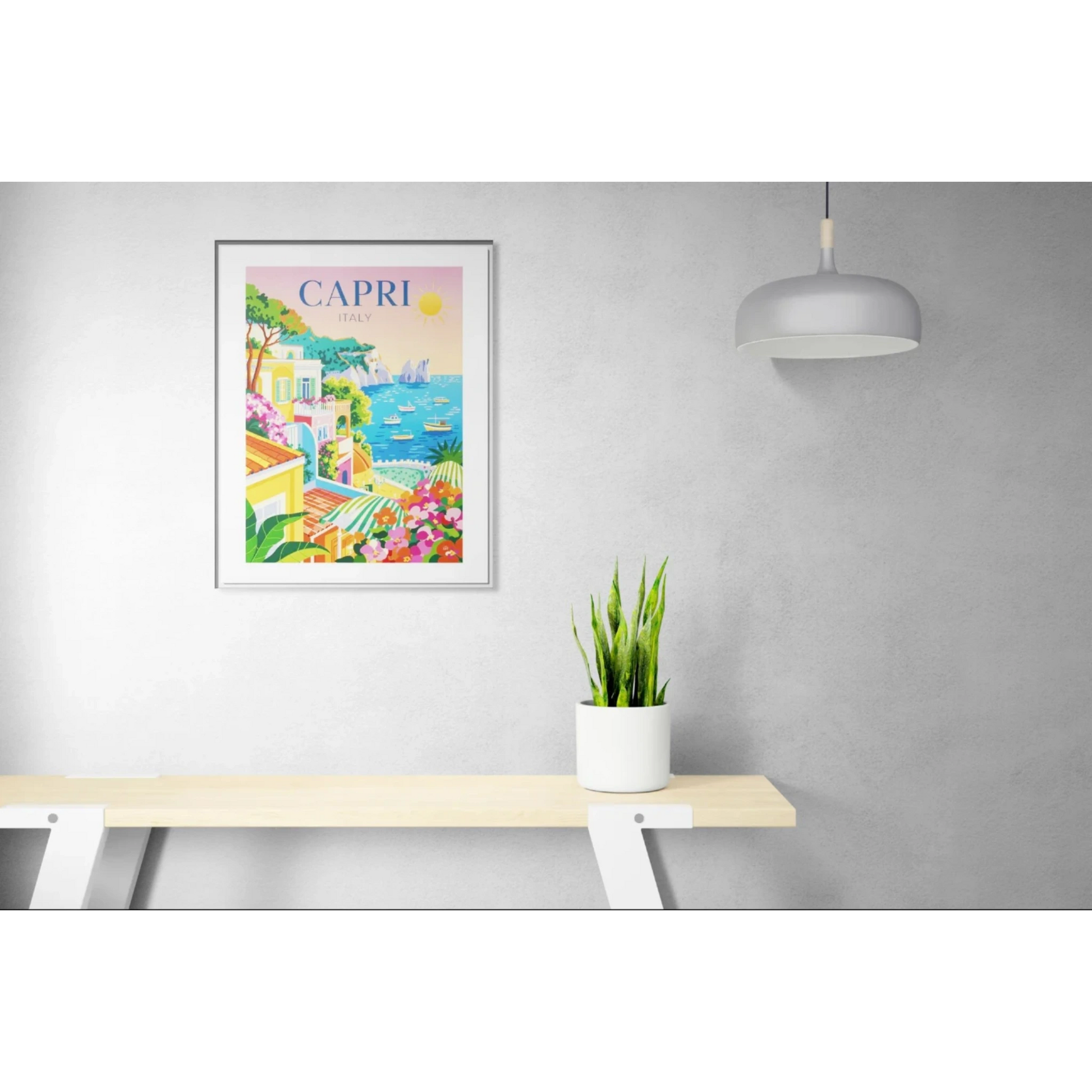 Framed Art Print, Italian Coastal Decor, Capri Wall Art, Mediterranean Vibe, Home Decoration, Travel Inspired Gift - LOLA VEGAS ART