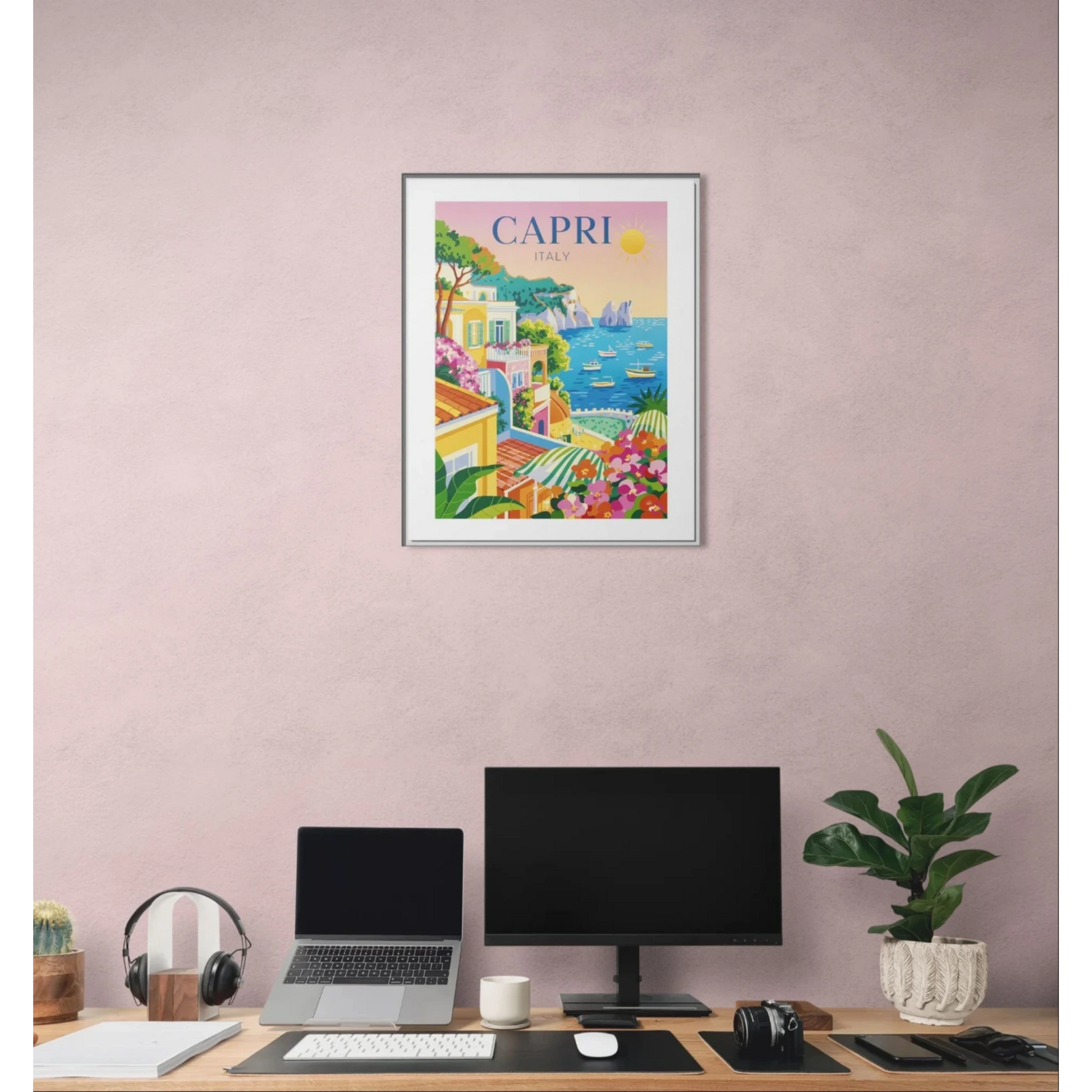 Framed Art Print, Italian Coastal Decor, Capri Wall Art, Mediterranean Vibe, Home Decoration, Travel Inspired Gift - LOLA VEGAS ART