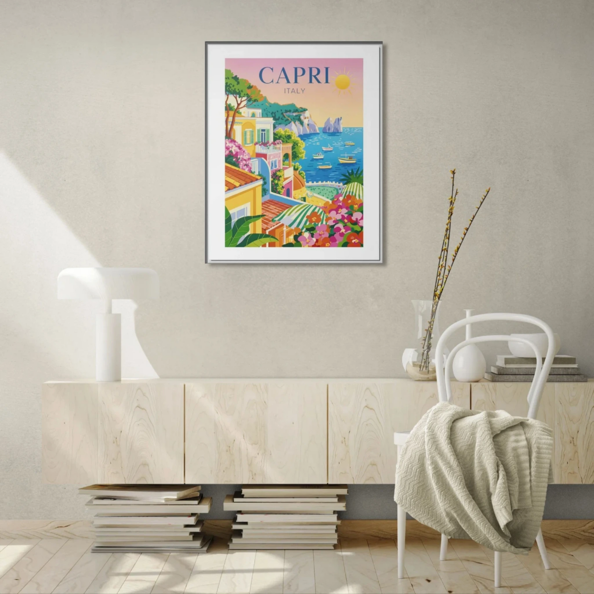 Framed Art Print, Italian Coastal Decor, Capri Wall Art, Mediterranean Vibe, Home Decoration, Travel Inspired Gift - LOLA VEGAS ART