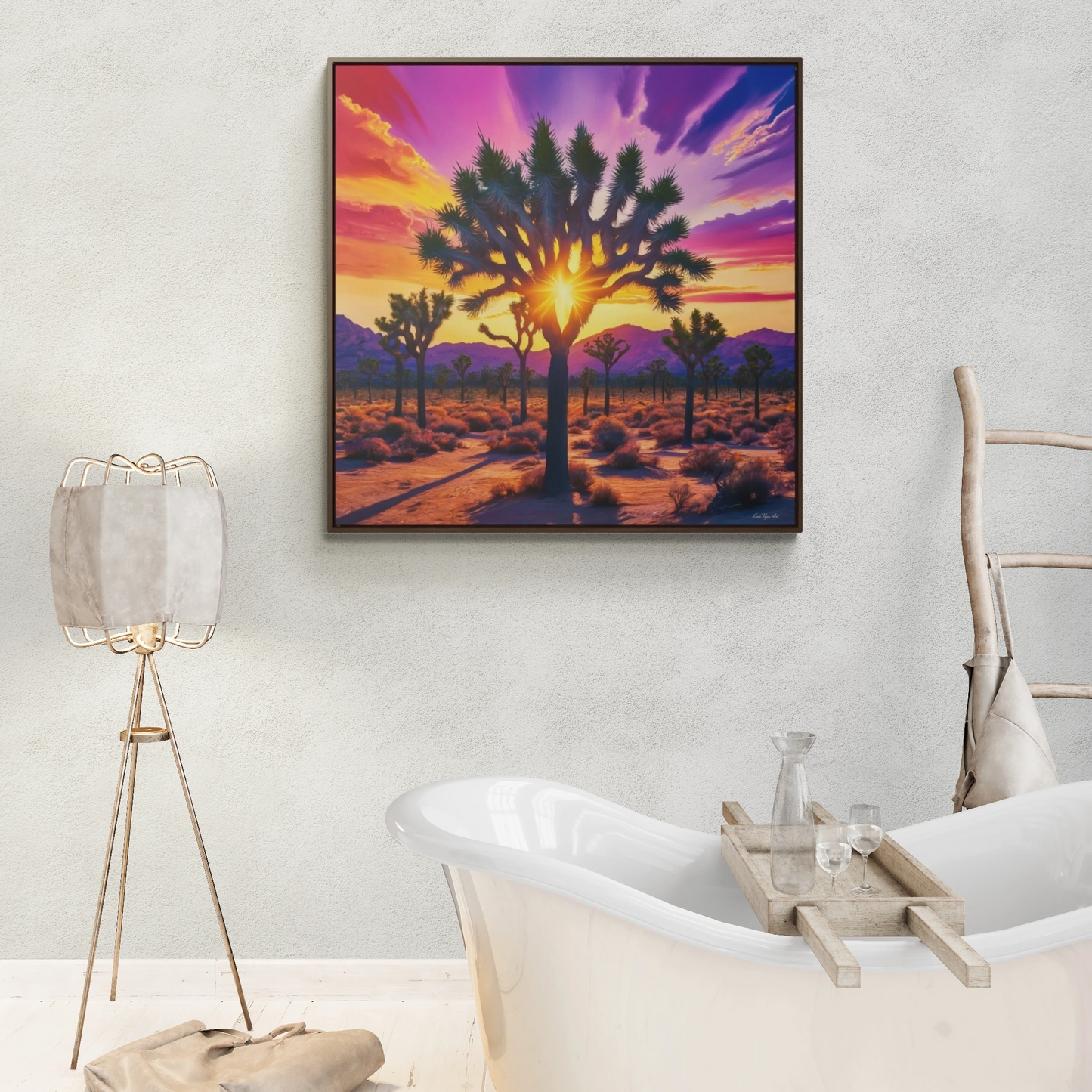 Joshua Tree Square Canvas, Gallery Wrap Wall Art, Square Frame Home Decor, Desert Landscape Print, Southwestern Wall Hanging