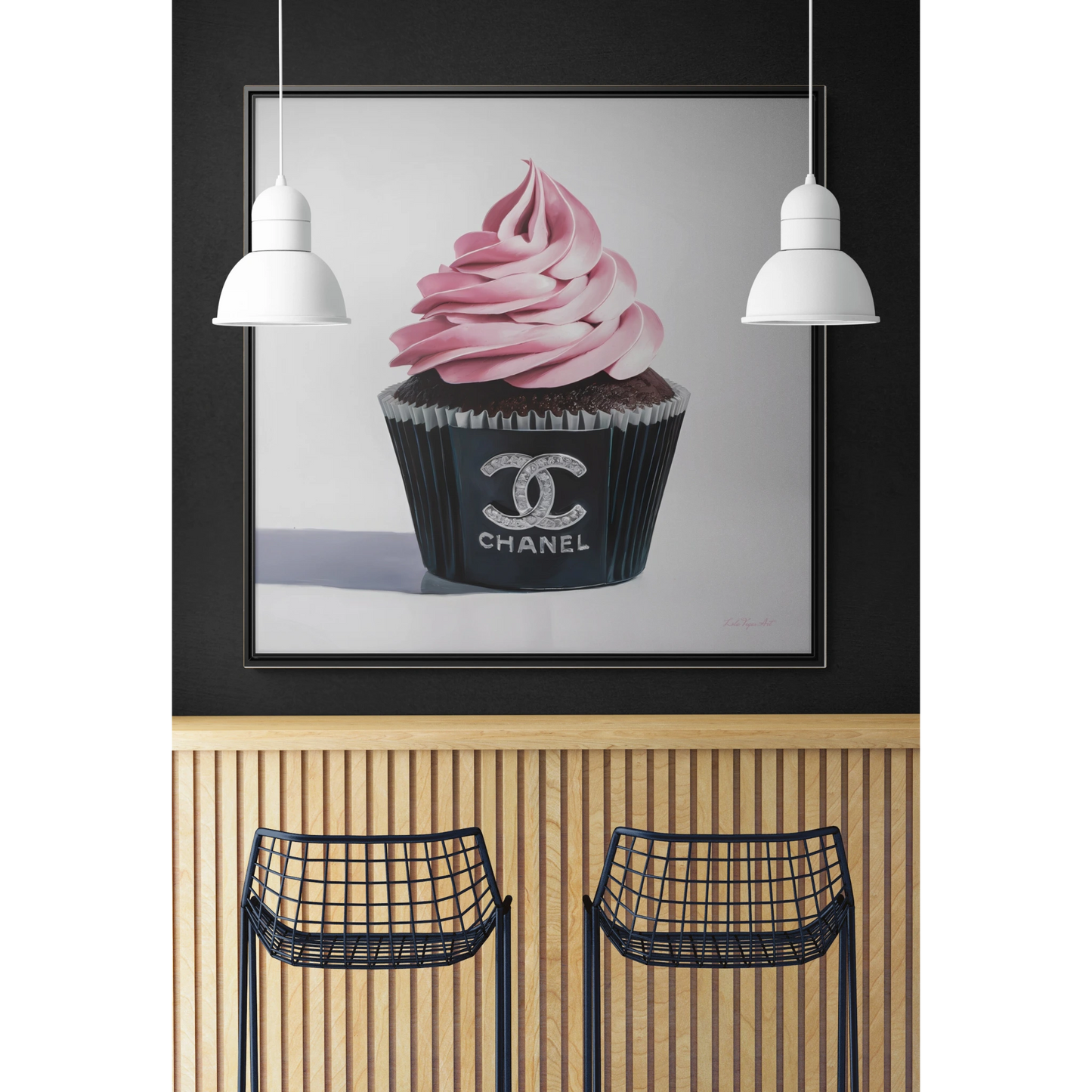 Fashionista Glam Canvas Wall Art, Girly Room Decor, Pink Cupcake Square Frame, Chanel Inspired, Gallery Canvas Wraps, Square Frame Wall