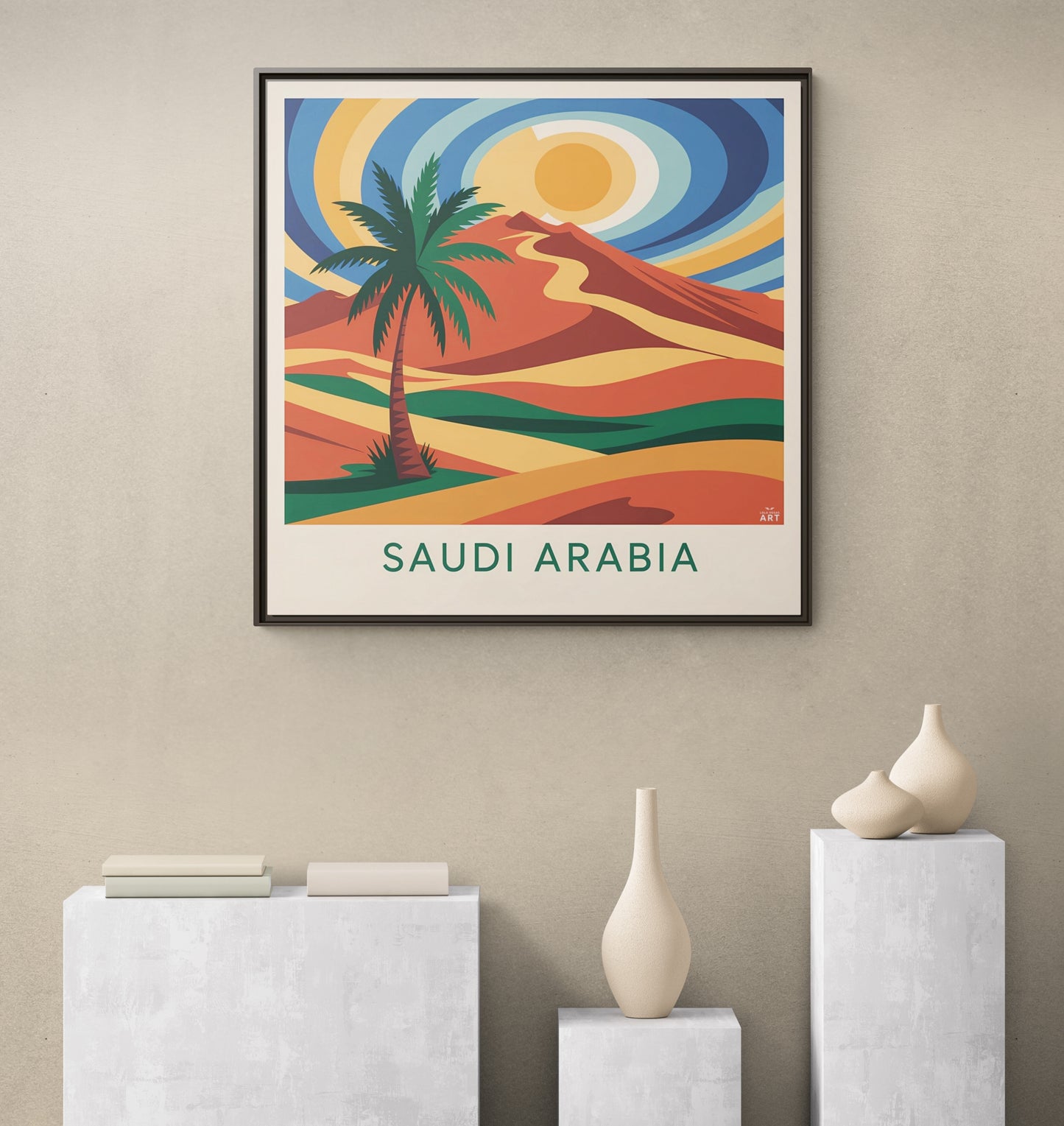 Vibrant Framed Canvas Art, Saudi Arabia Desert Landscape Wall Decor, Travel Gift, Home Aesthetic, Wall Art for Living Room, Boho Decor