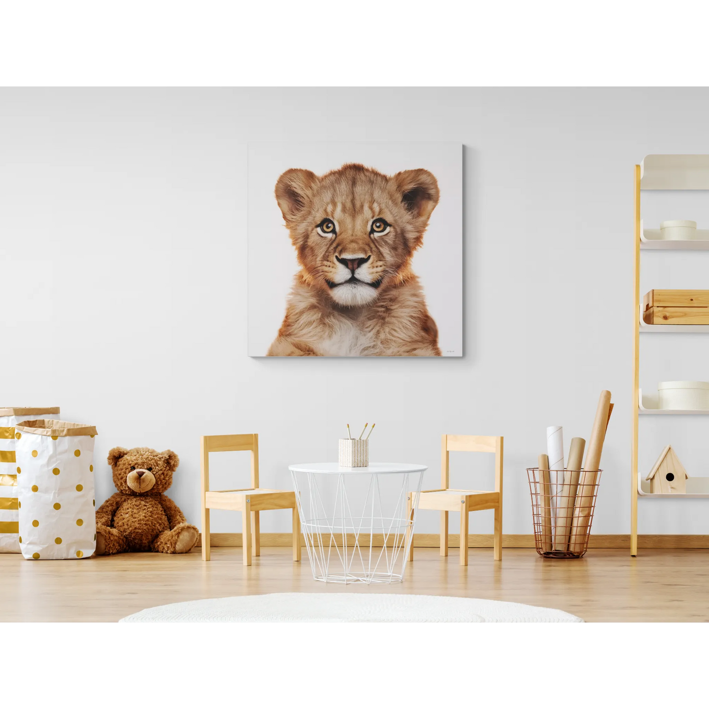 Canvas Print, Baby Lion Fine Art Photography, Stretched Matte Wall Art for Animal Lovers and Kids Room Decor, Nursery Safari Theme, Jungle