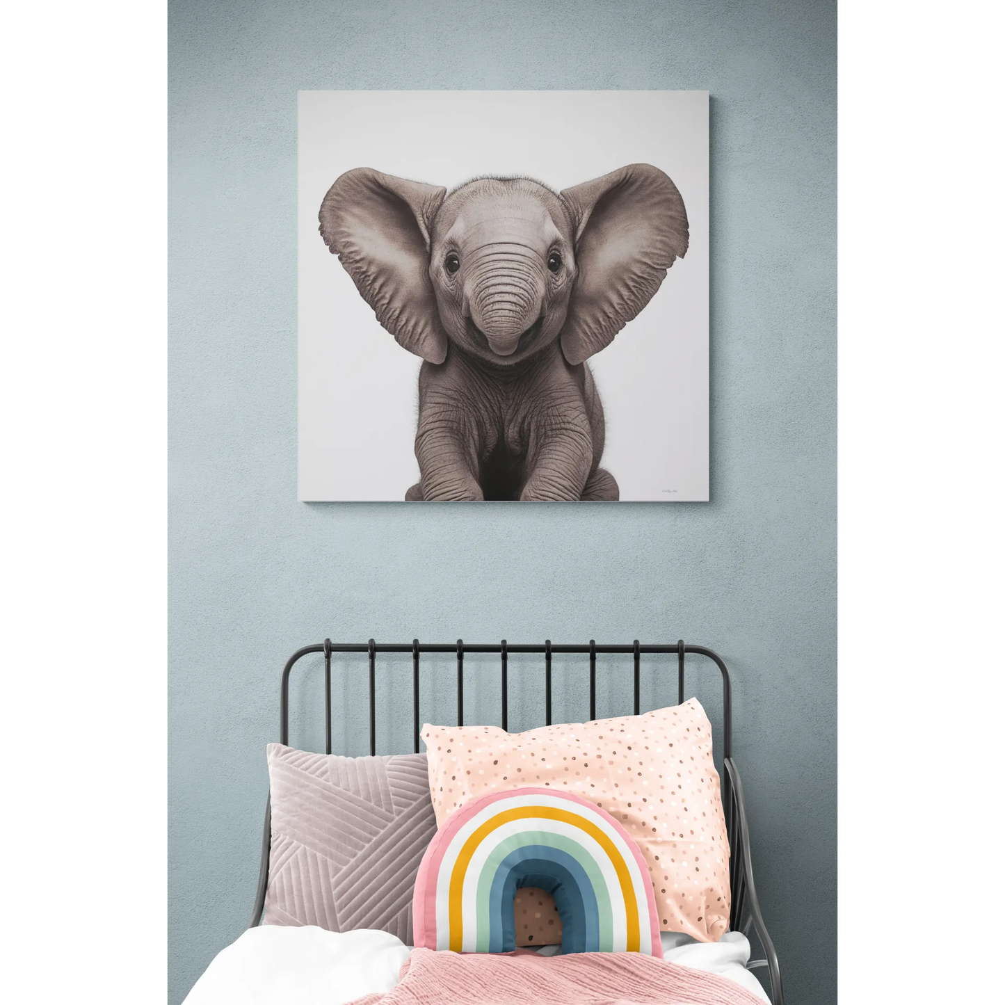 Canvas Print, Adorable Baby Elephant, Fine Art Photography Image, 1 25", Animal Lover Decor, Children's Room Wall Art, Nursery