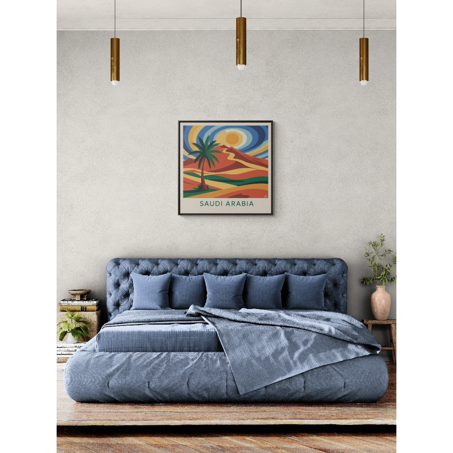 Vibrant Framed Canvas Art, Saudi Arabia Desert Landscape Wall Decor, Travel Gift, Home Aesthetic, Wall Art for Living Room, Boho Decor