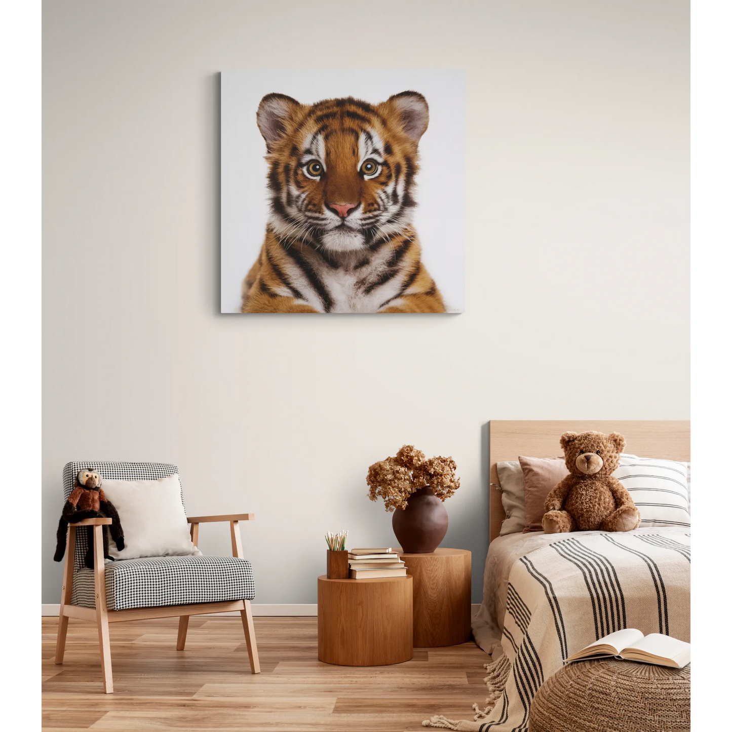 Canvas Print, Baby Tiger Fine Art Photography, Animal Lover Decor, Nursery Wall Art, Children's Room Decor, Matte Stretched Canvas