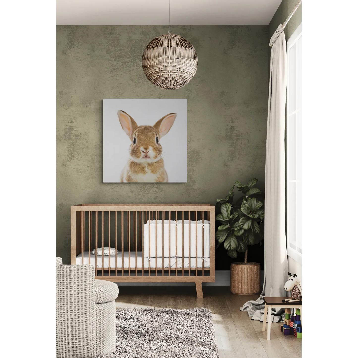 Canvas Print, Baby Bunny Fine Art Photography, Animal Lover Decor, Children's Room Wall Art, Matte Stretched Canvas, 1 25"