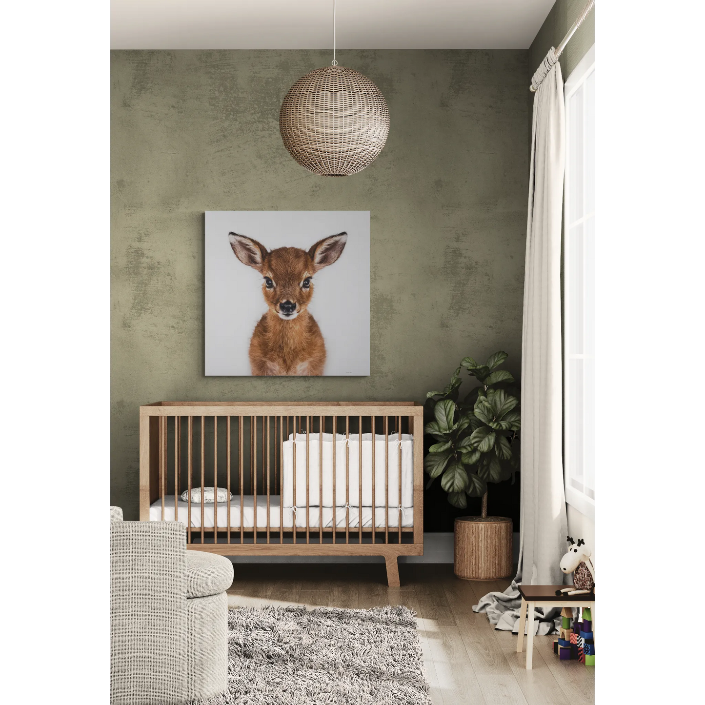 Canvas Wall Art, Baby Deer Photo, Animal Lover Decor, Children's Room, Matte Stretched Print