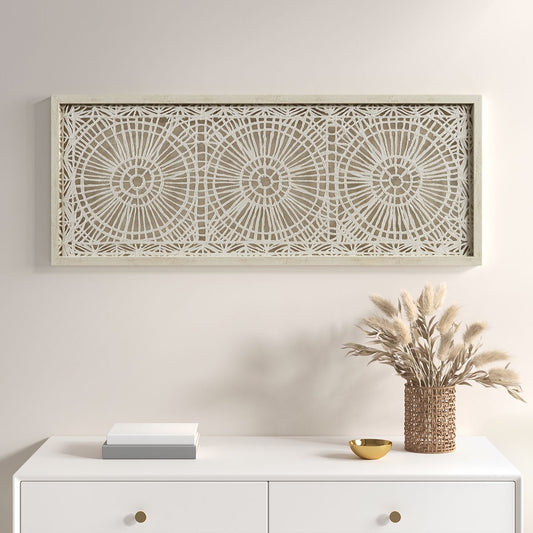 Framed Medallion Rice Paper Shadow Box Wall Decor