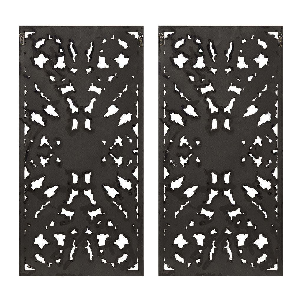 Distressed Carved Wood 2-piece Wall Decor Set